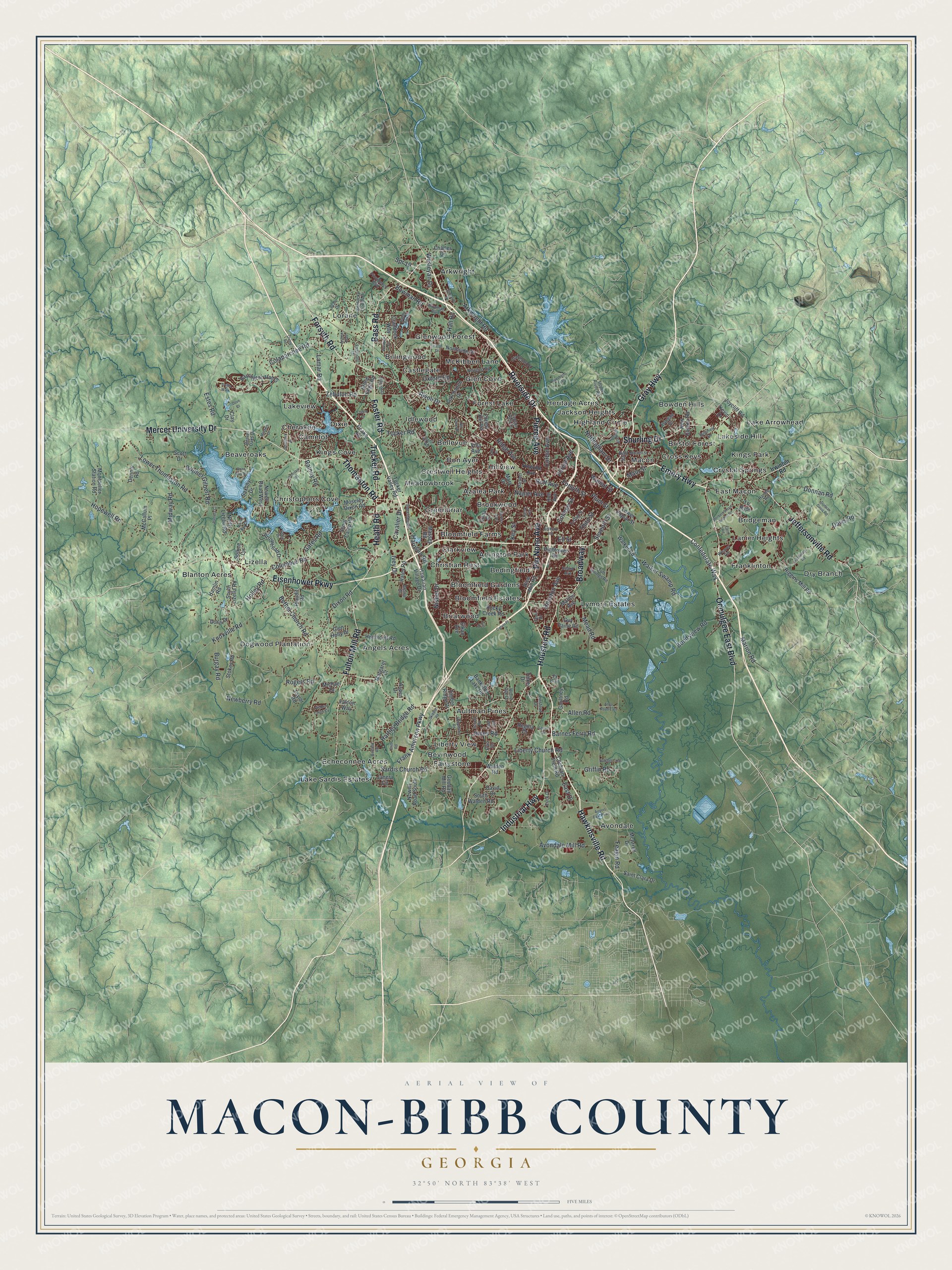 Watermarked full-map preview of Macon-Bibb County, Georgia