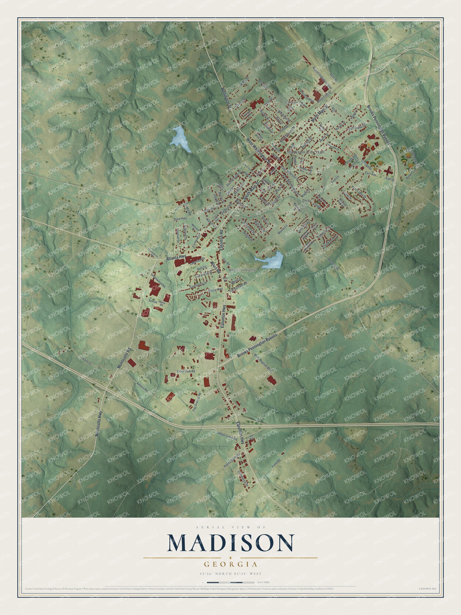 Watermarked full-map preview of Madison, Georgia