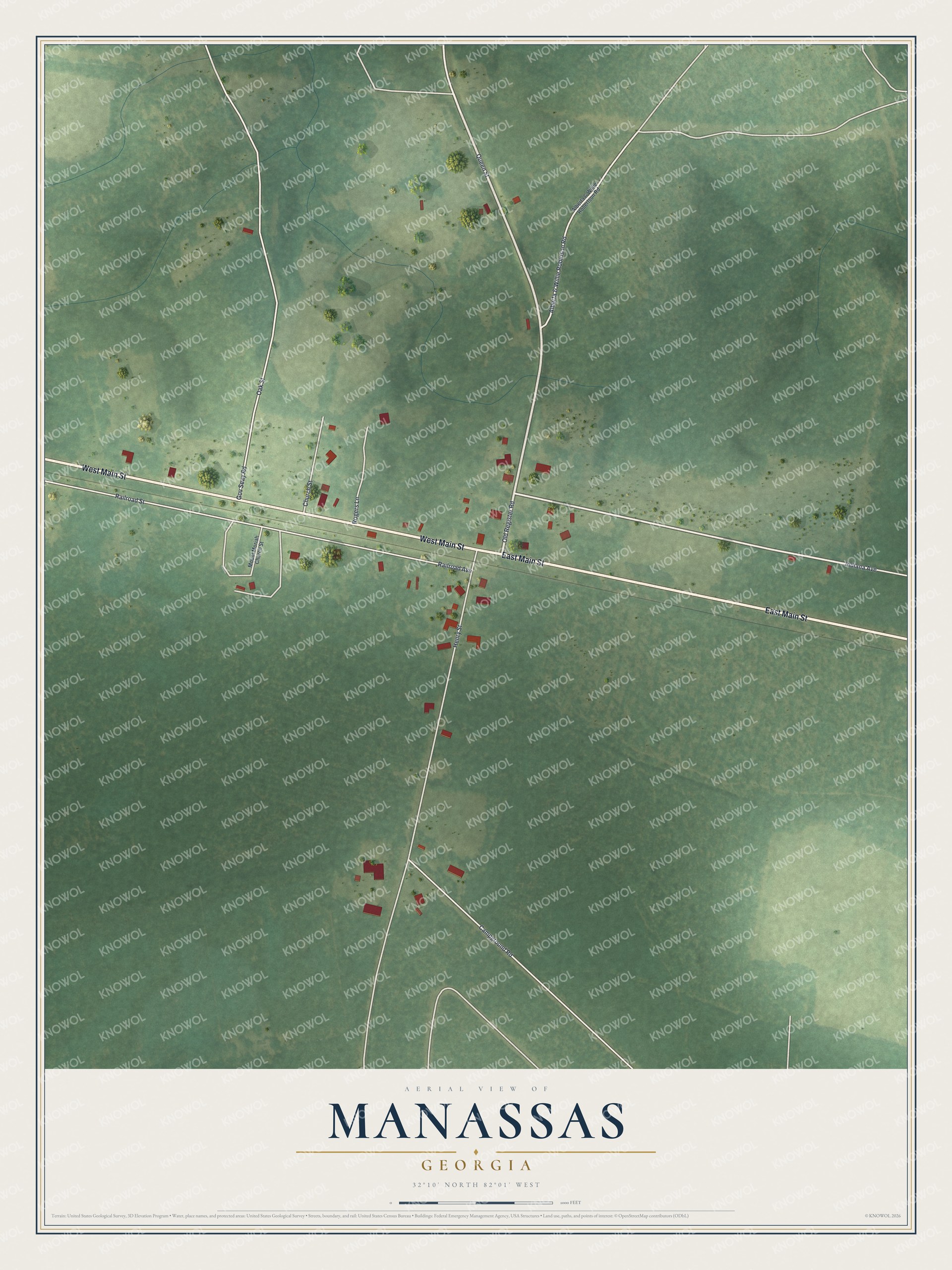 Watermarked full-map preview of Manassas, Georgia