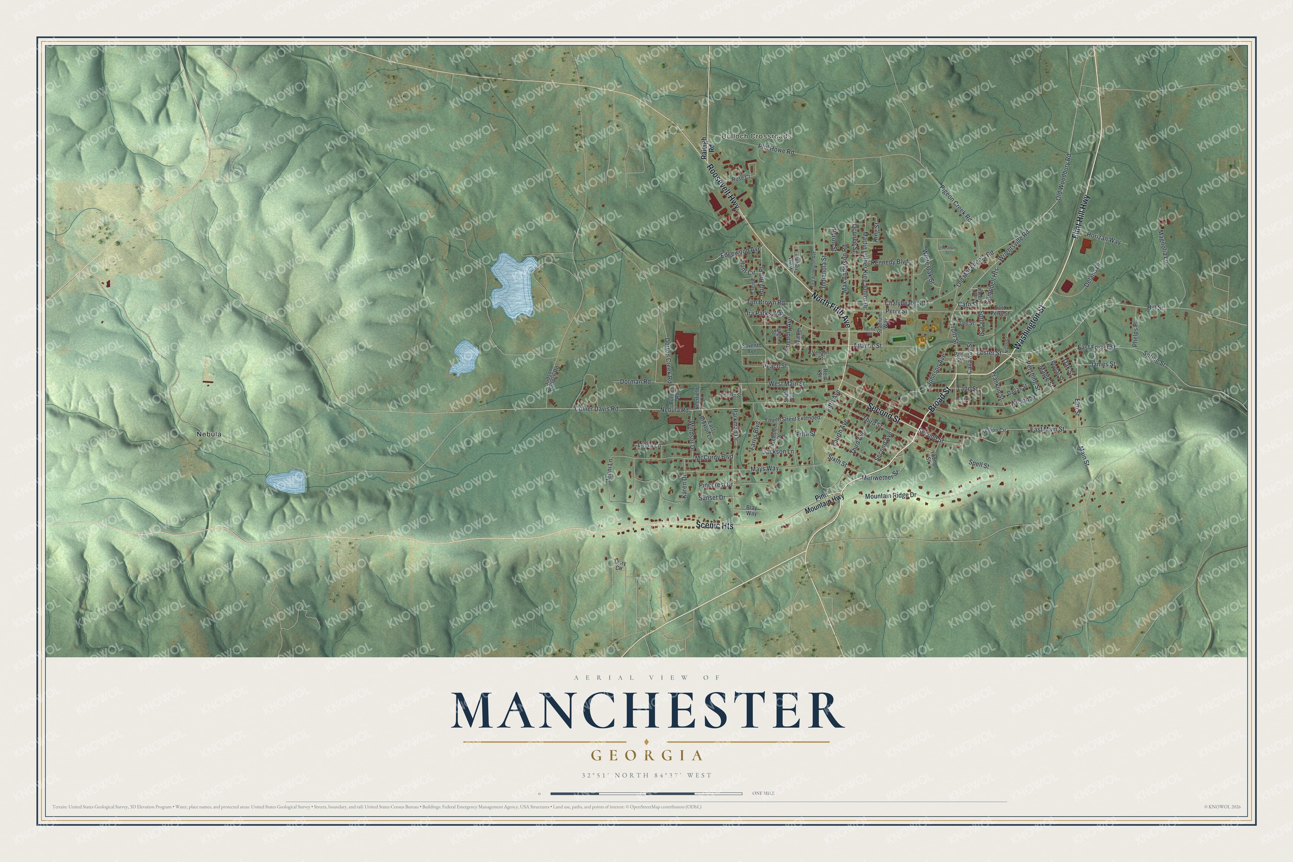 Watermarked full-map preview of Manchester, Georgia