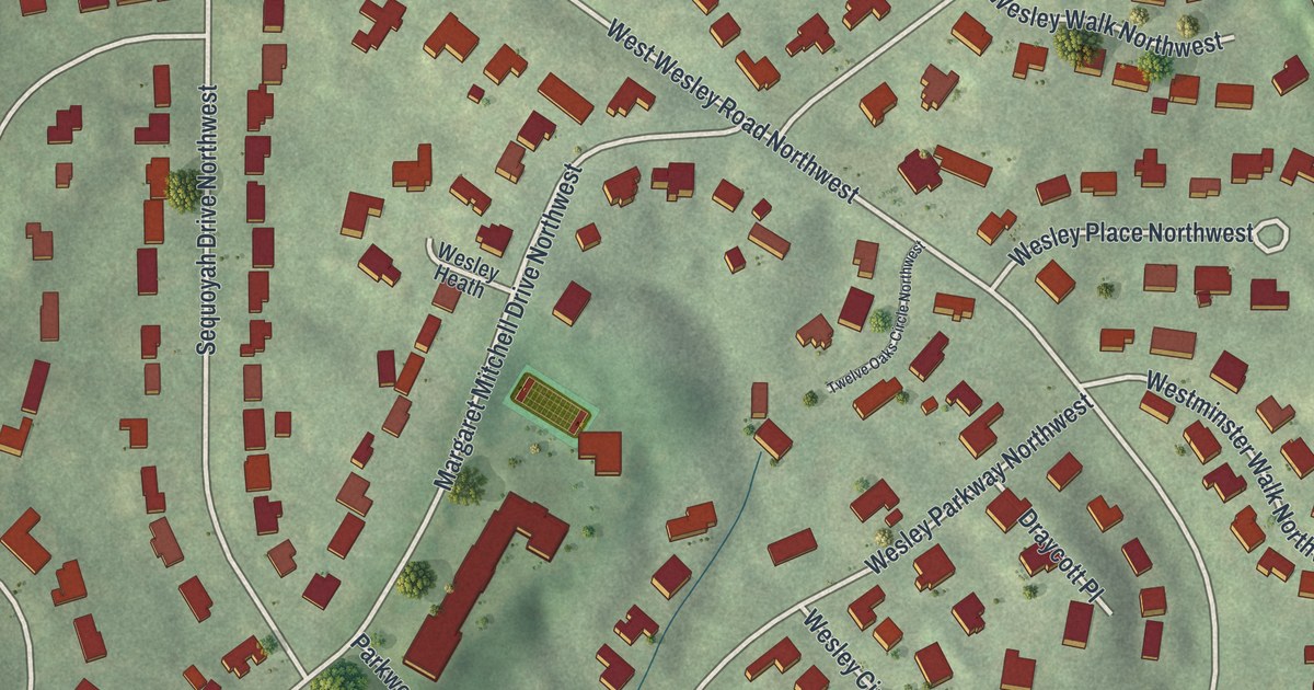 Map of Margaret Mitchell, Georgia