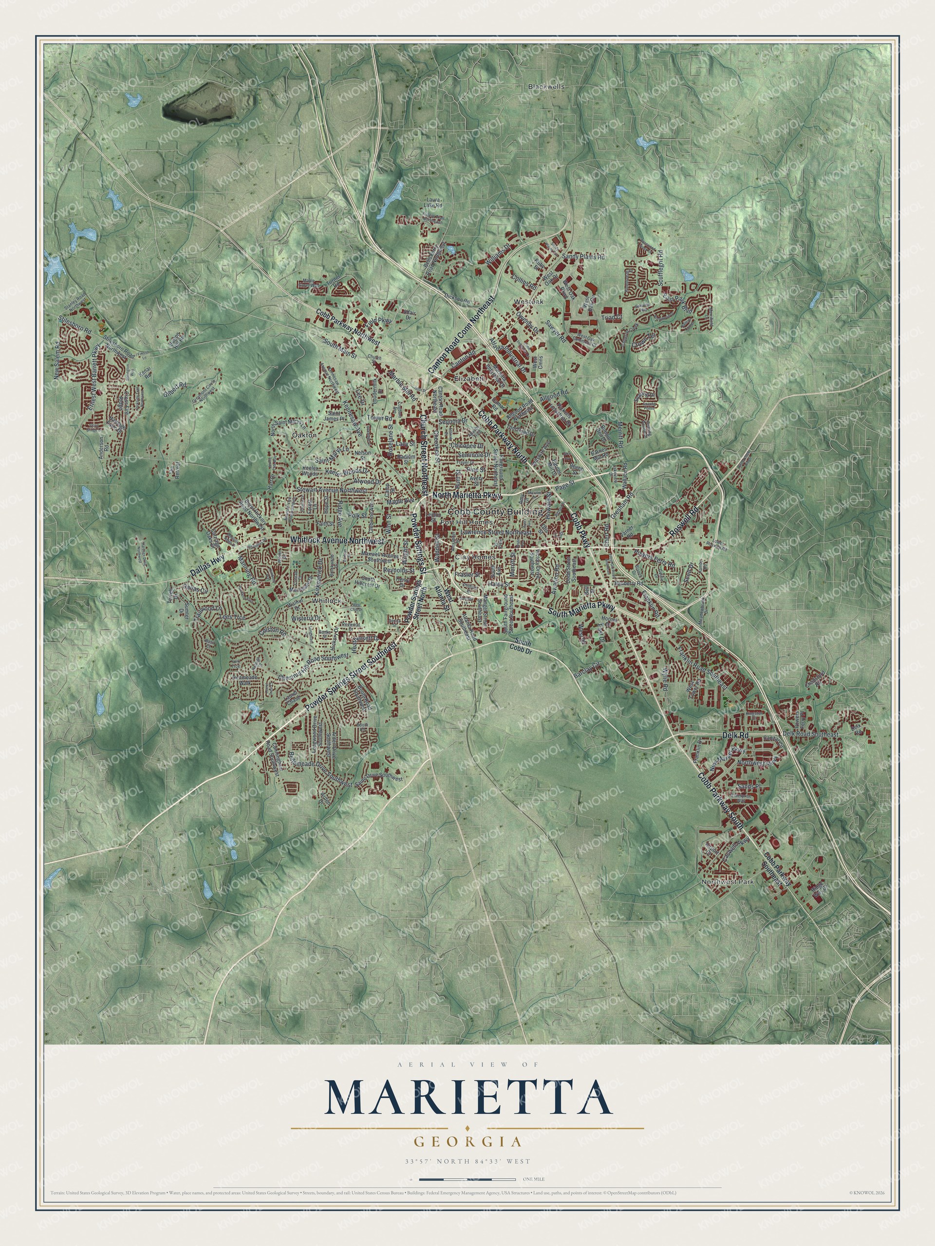 Watermarked full-map preview of Marietta, Georgia