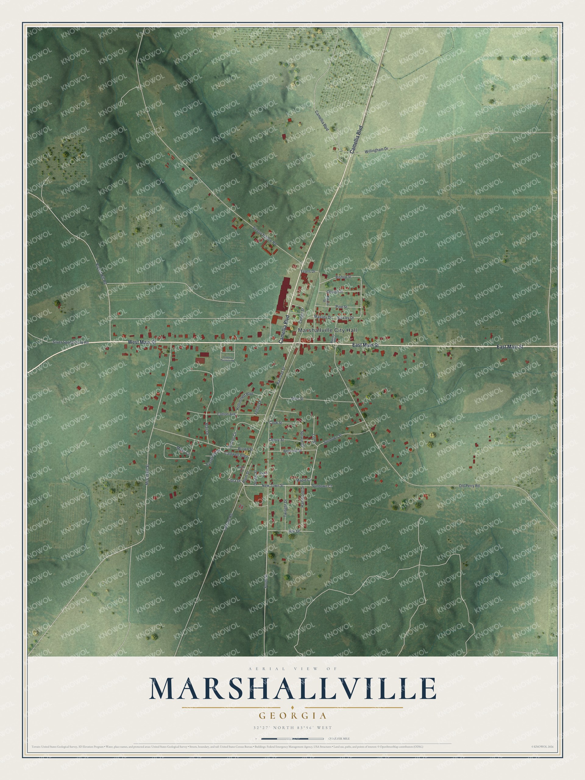 Watermarked full-map preview of Marshallville, Georgia