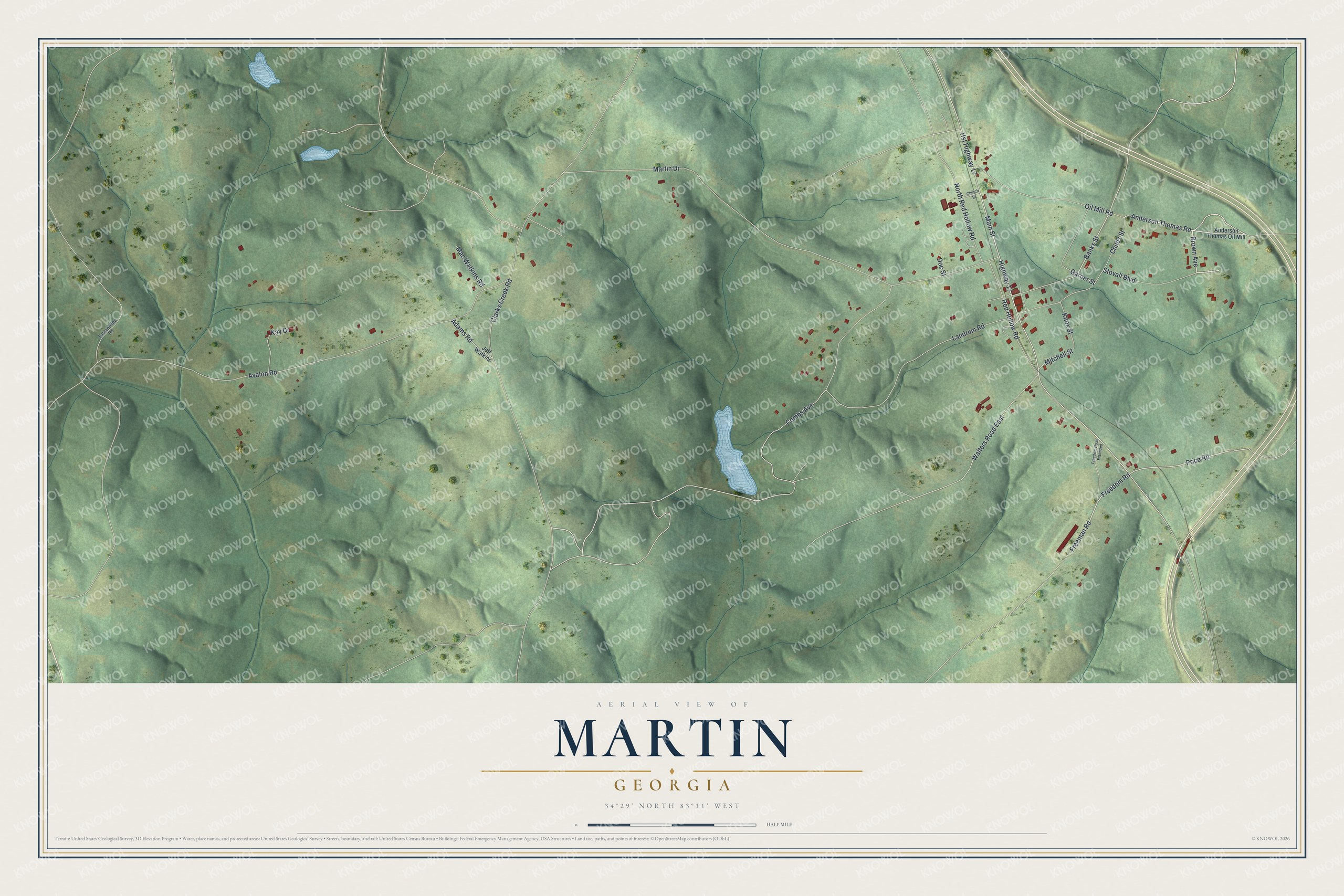 Watermarked full-map preview of Martin, Georgia