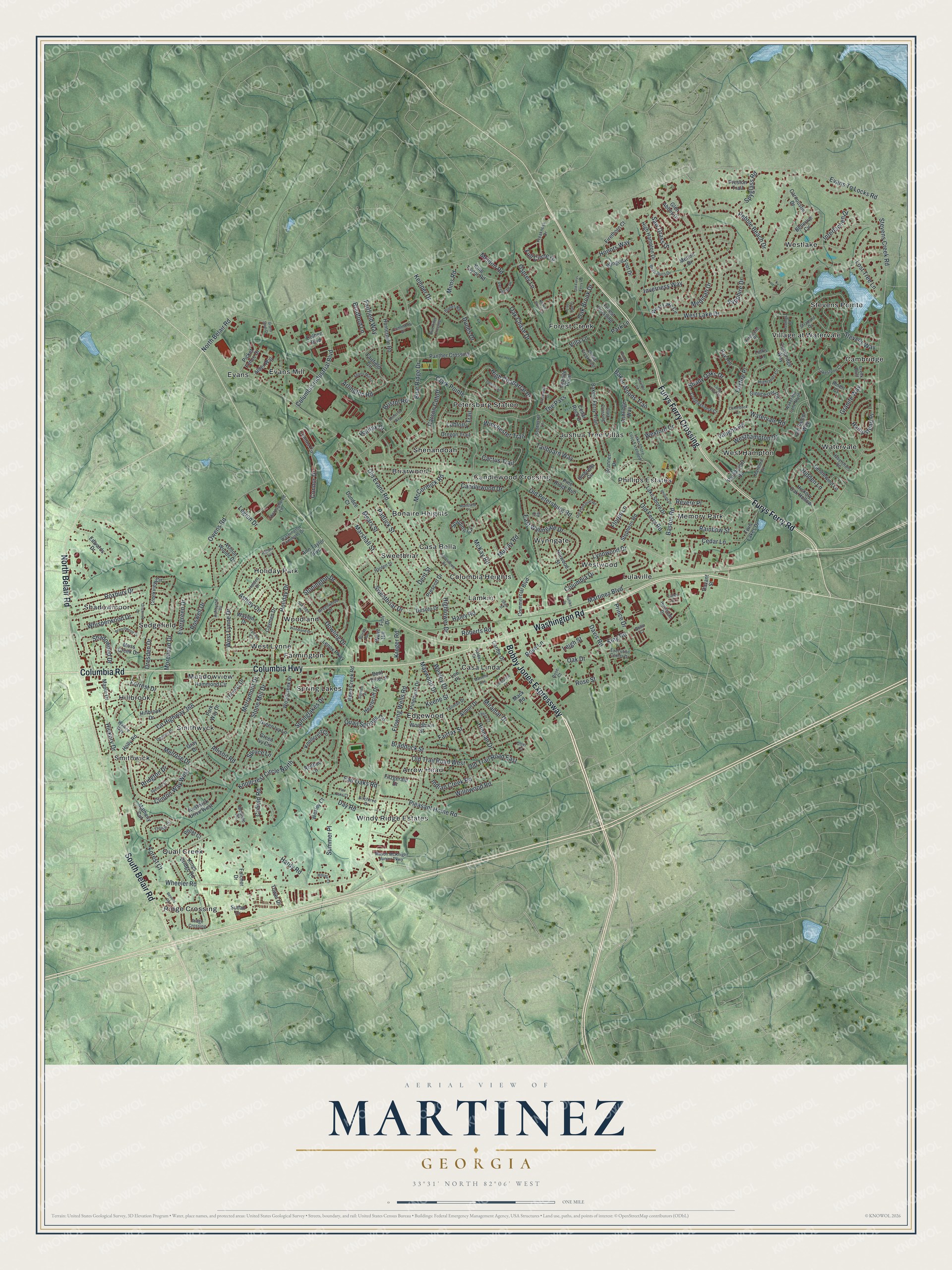 Watermarked full-map preview of Martinez, Georgia