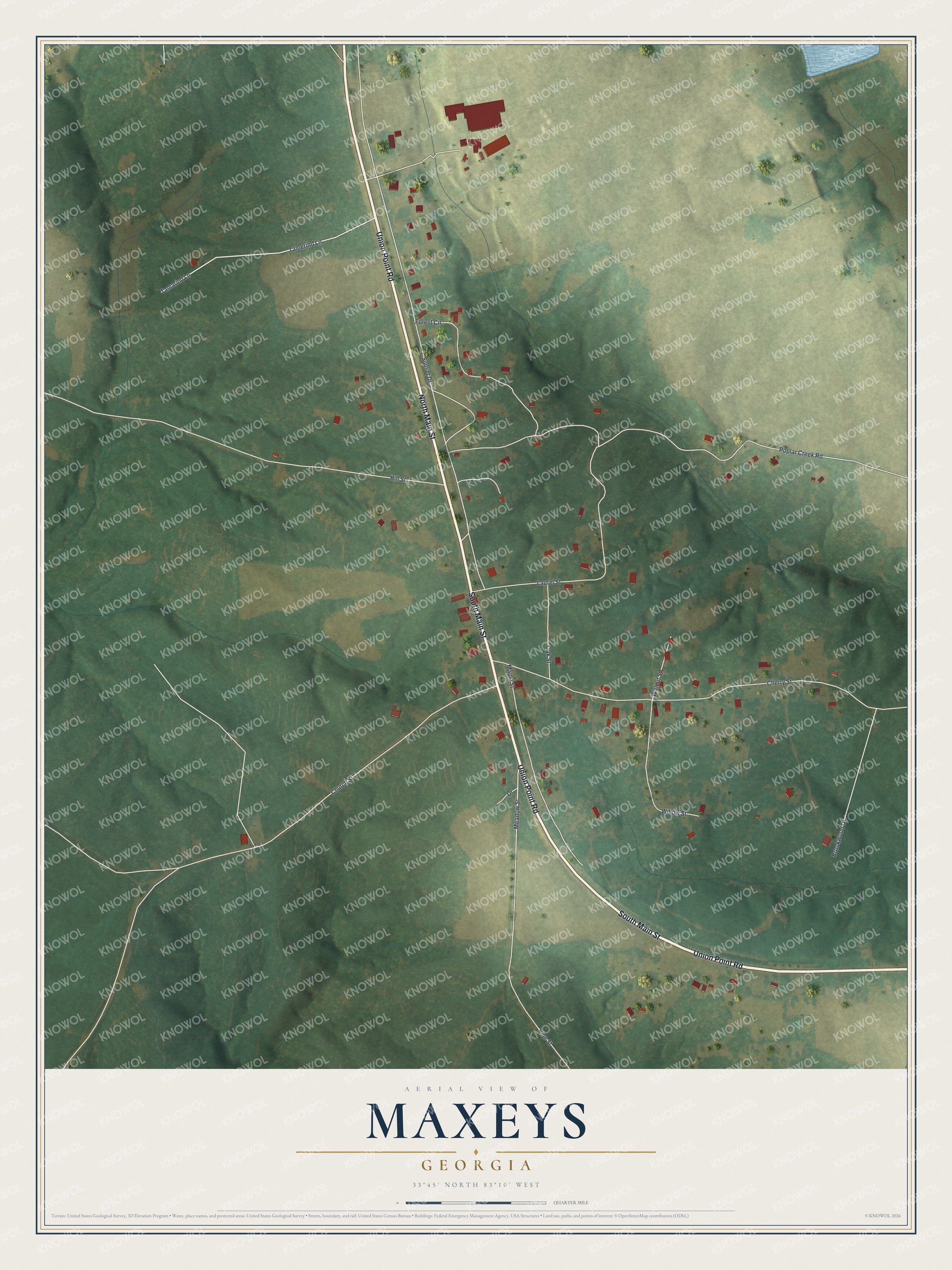 Watermarked full-map preview of Maxeys, Georgia