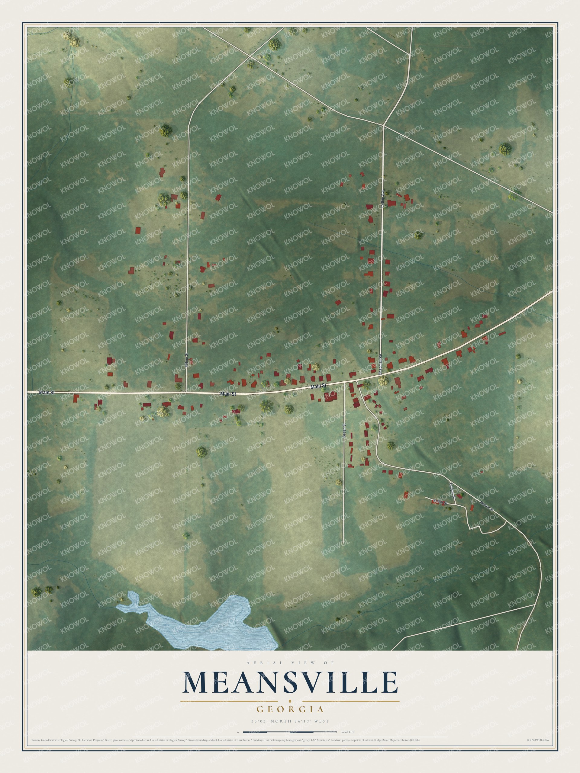 Watermarked full-map preview of Meansville, Georgia