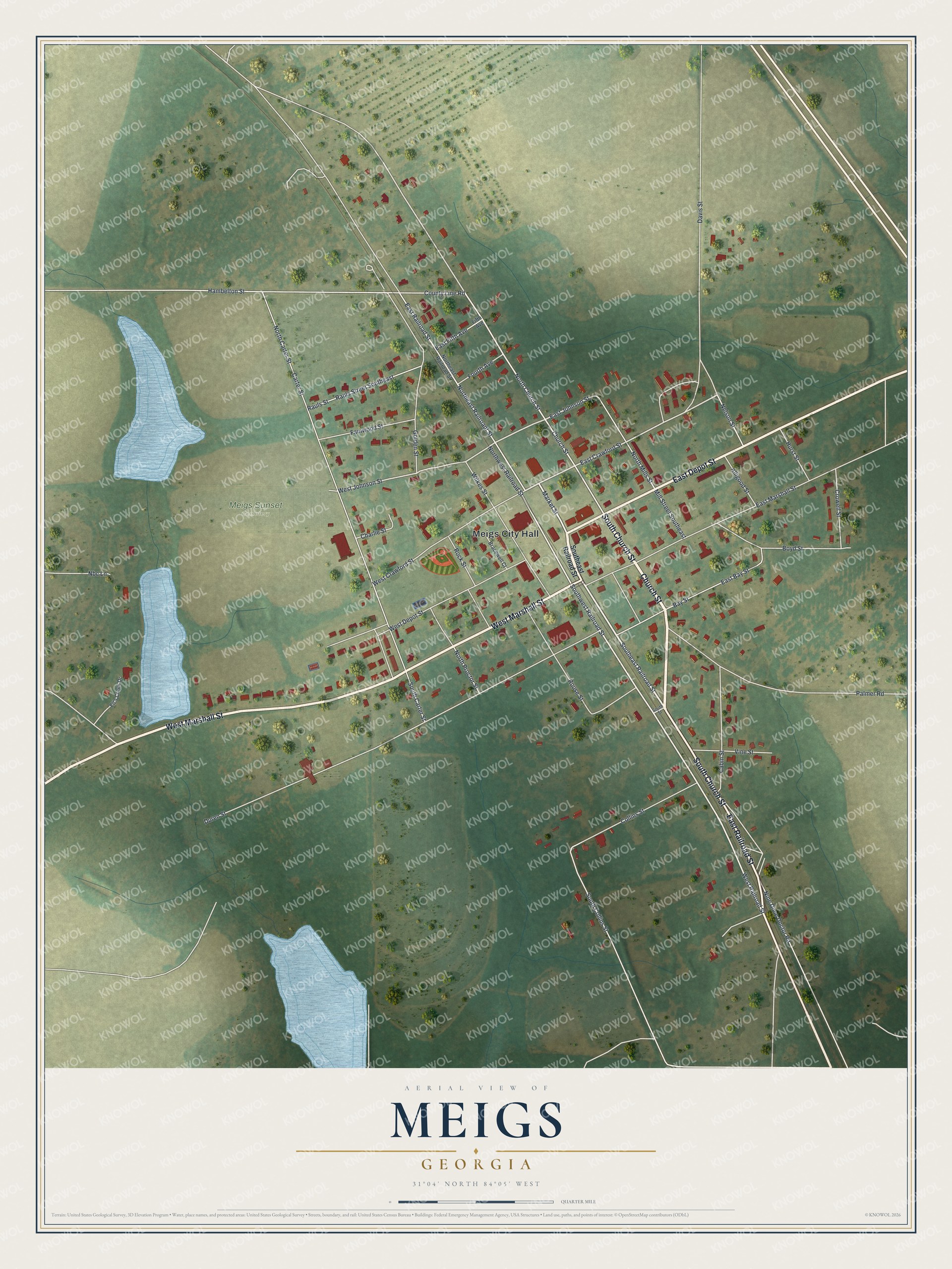 Watermarked full-map preview of Meigs, Georgia