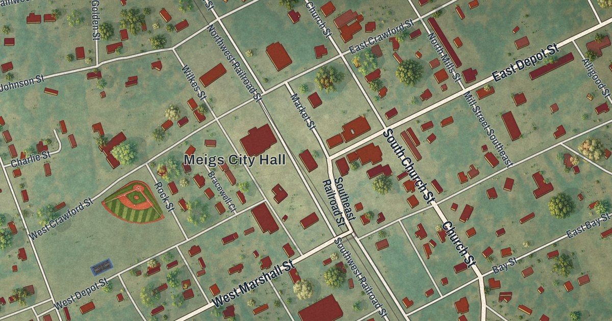 Map of Meigs, Georgia