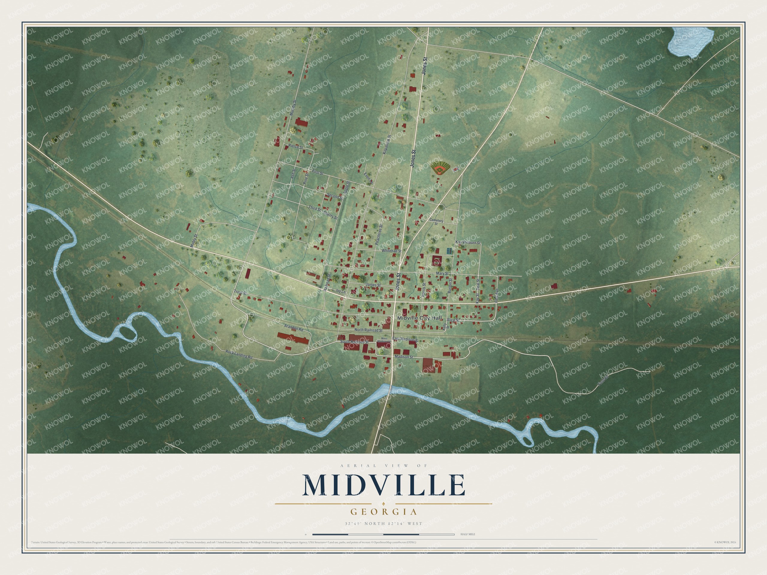 Watermarked full-map preview of Midville, Georgia
