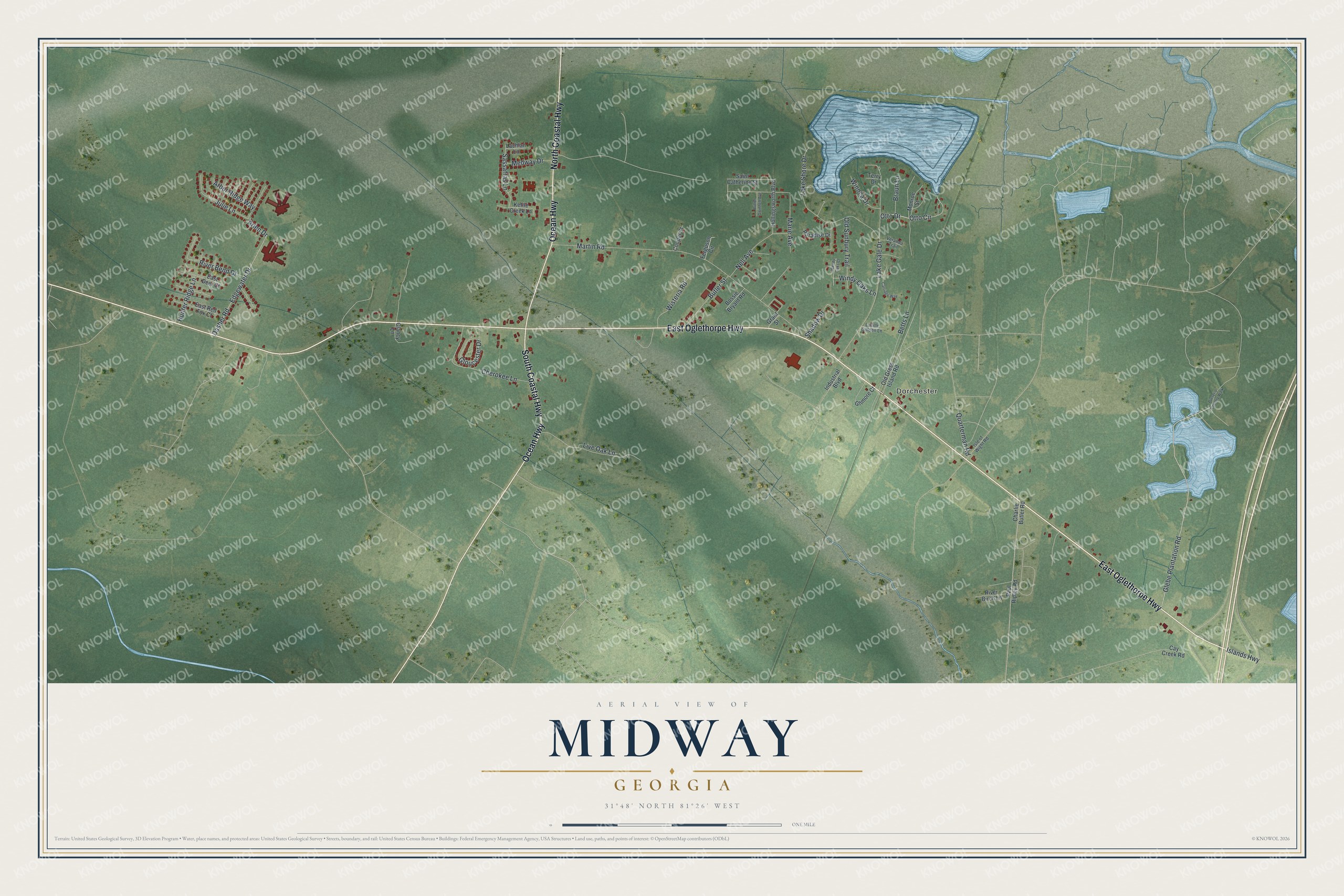Watermarked full-map preview of Midway, Georgia