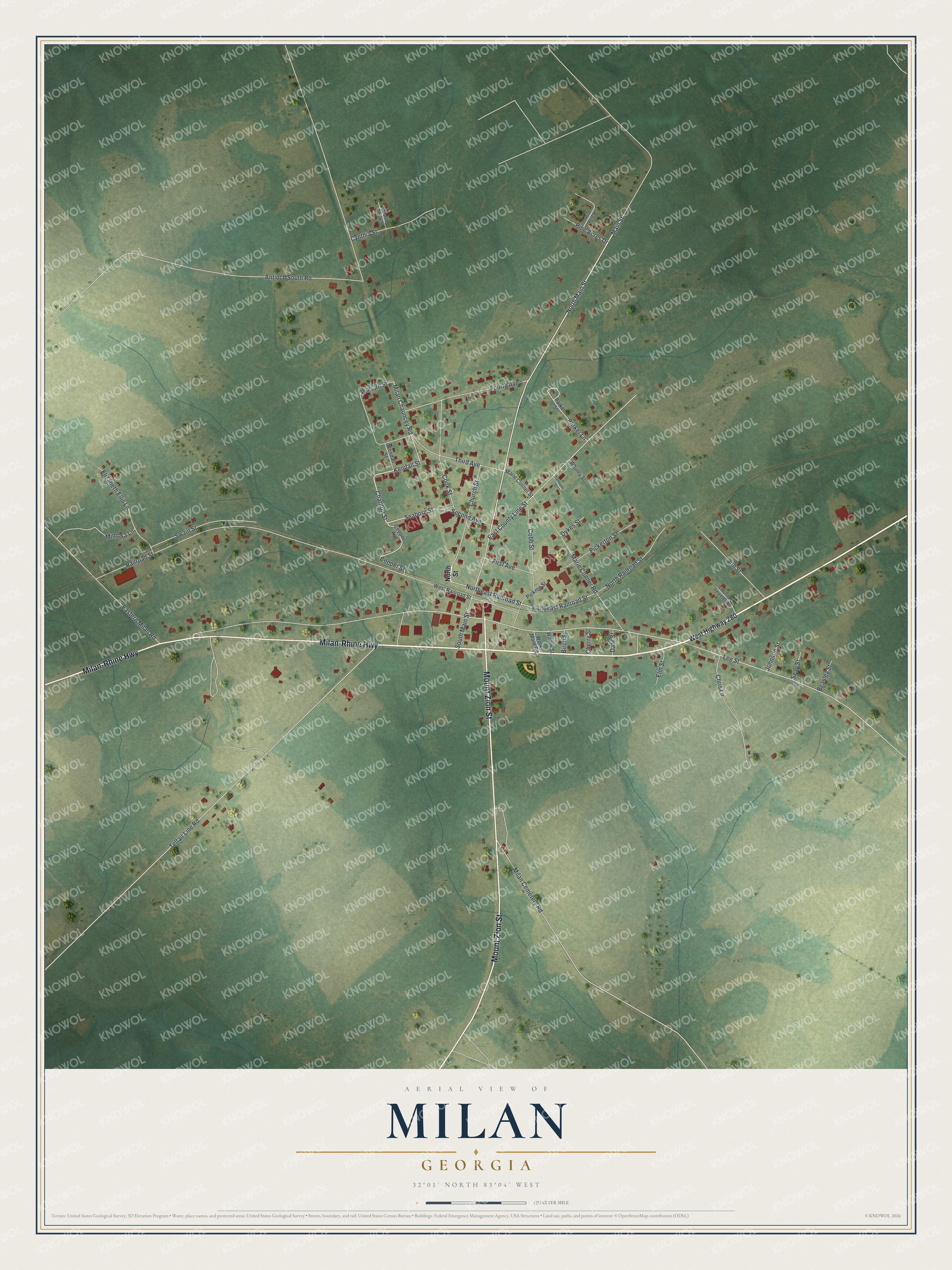 Watermarked full-map preview of Milan, Georgia