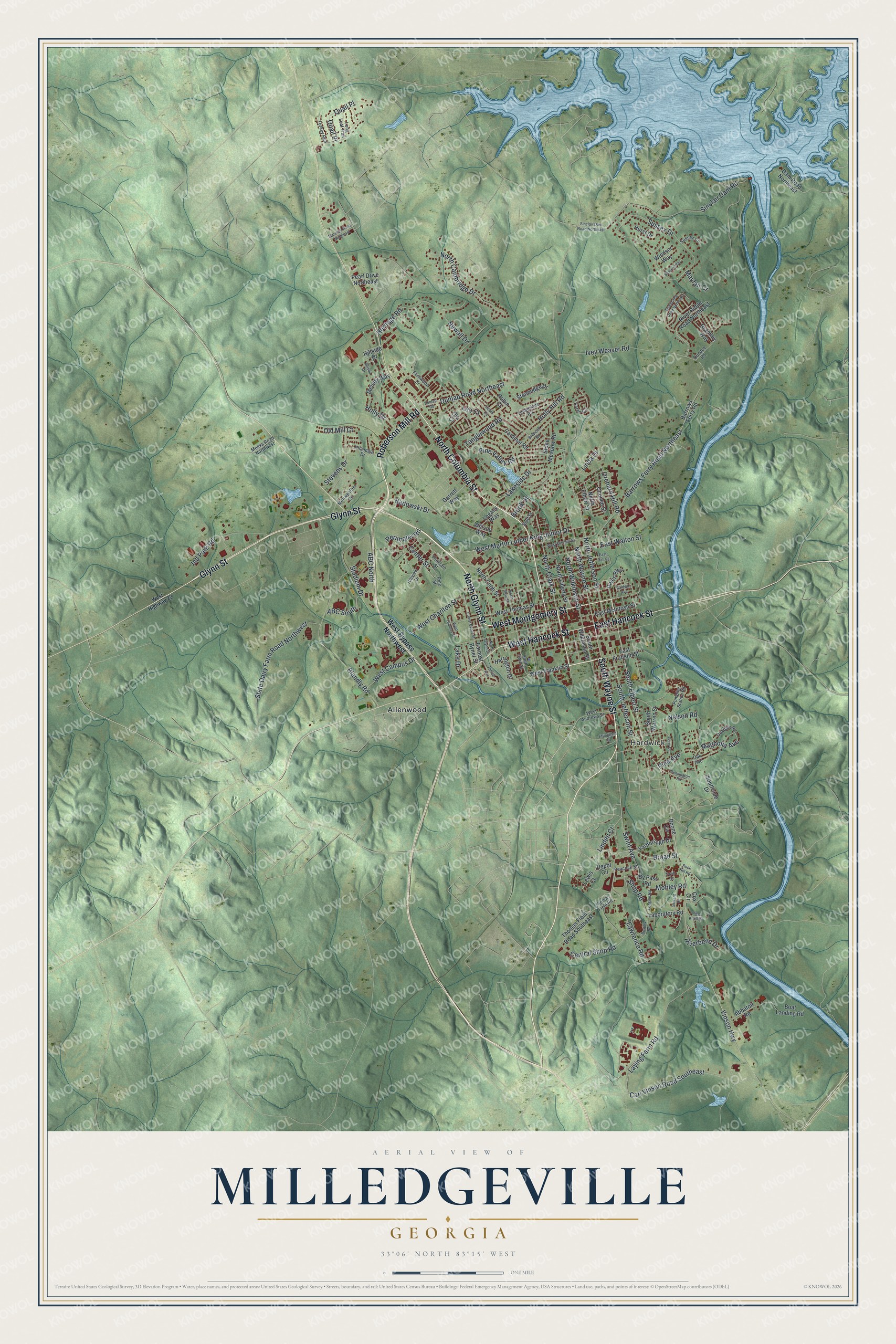Watermarked full-map preview of Milledgeville, Georgia