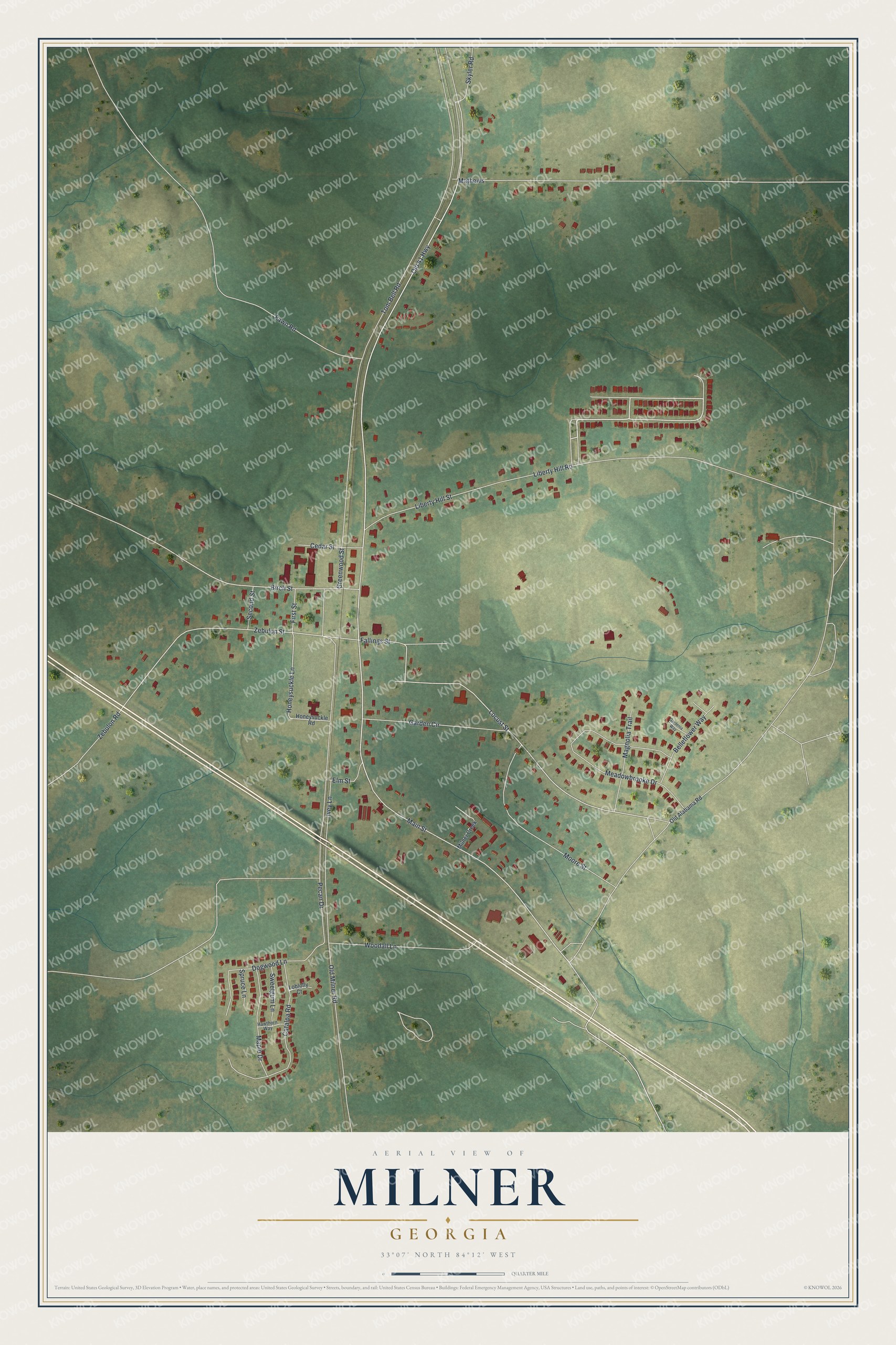 Watermarked full-map preview of Milner, Georgia