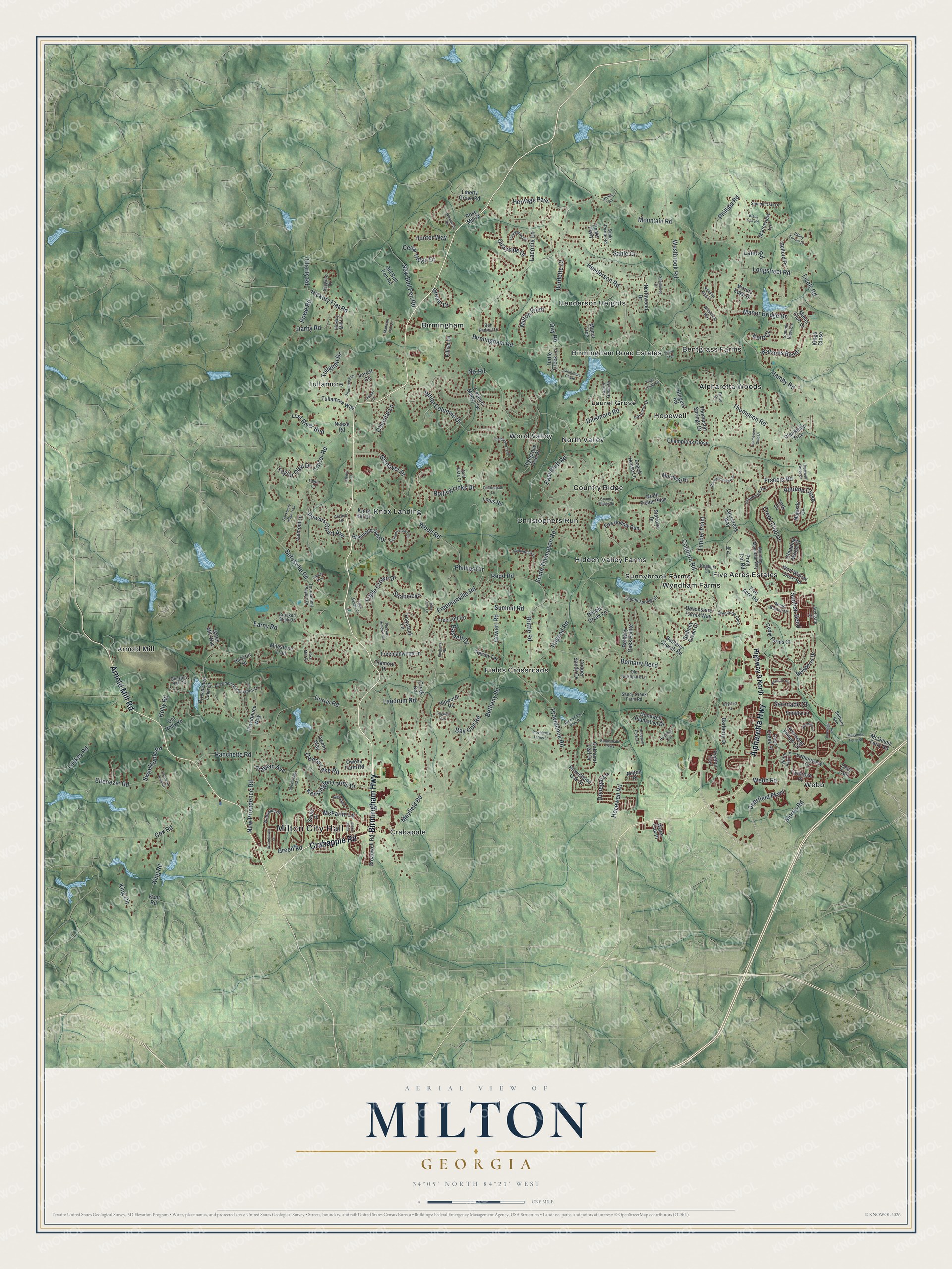 Watermarked full-map preview of Milton, Georgia
