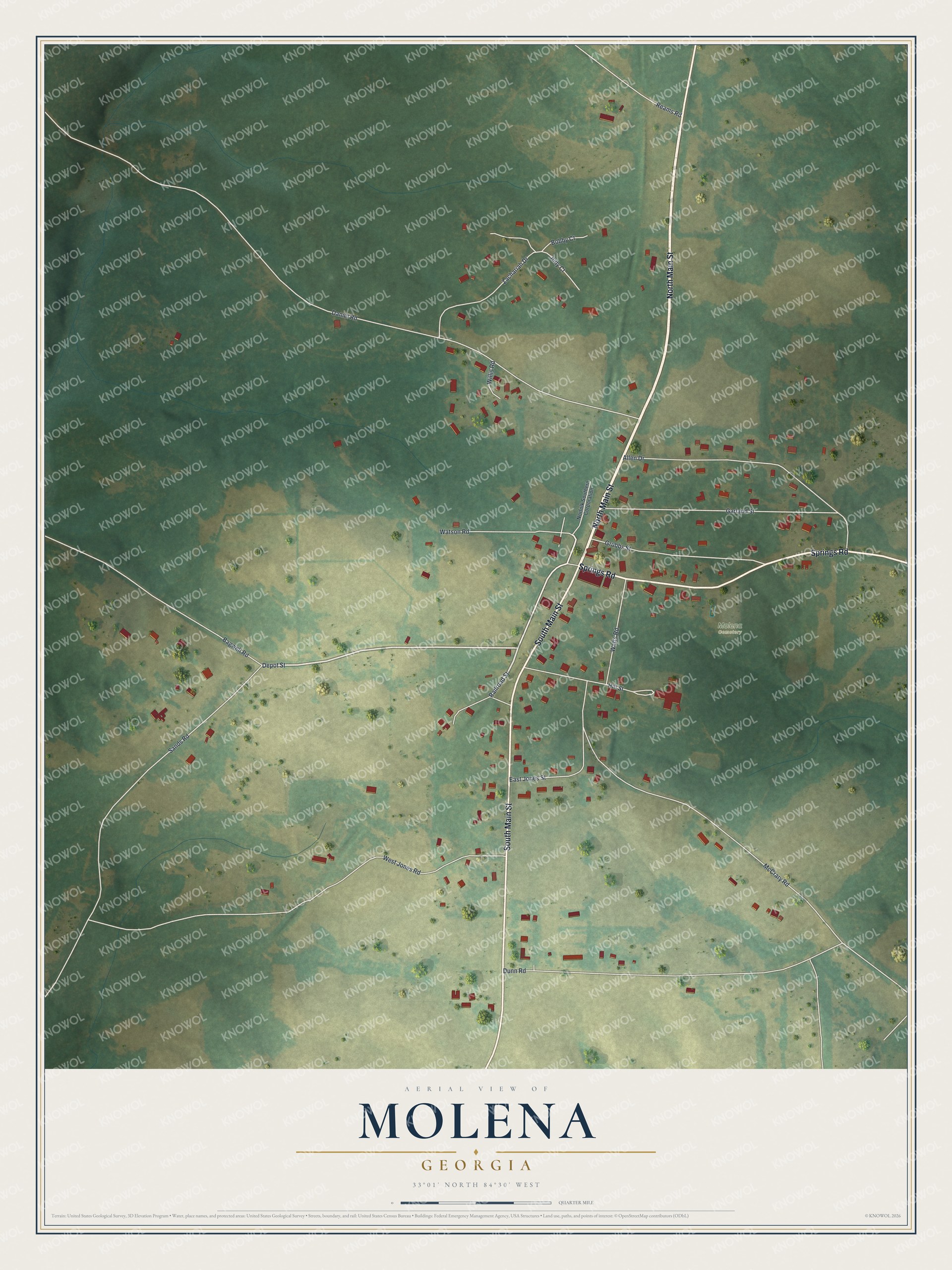 Watermarked full-map preview of Molena, Georgia