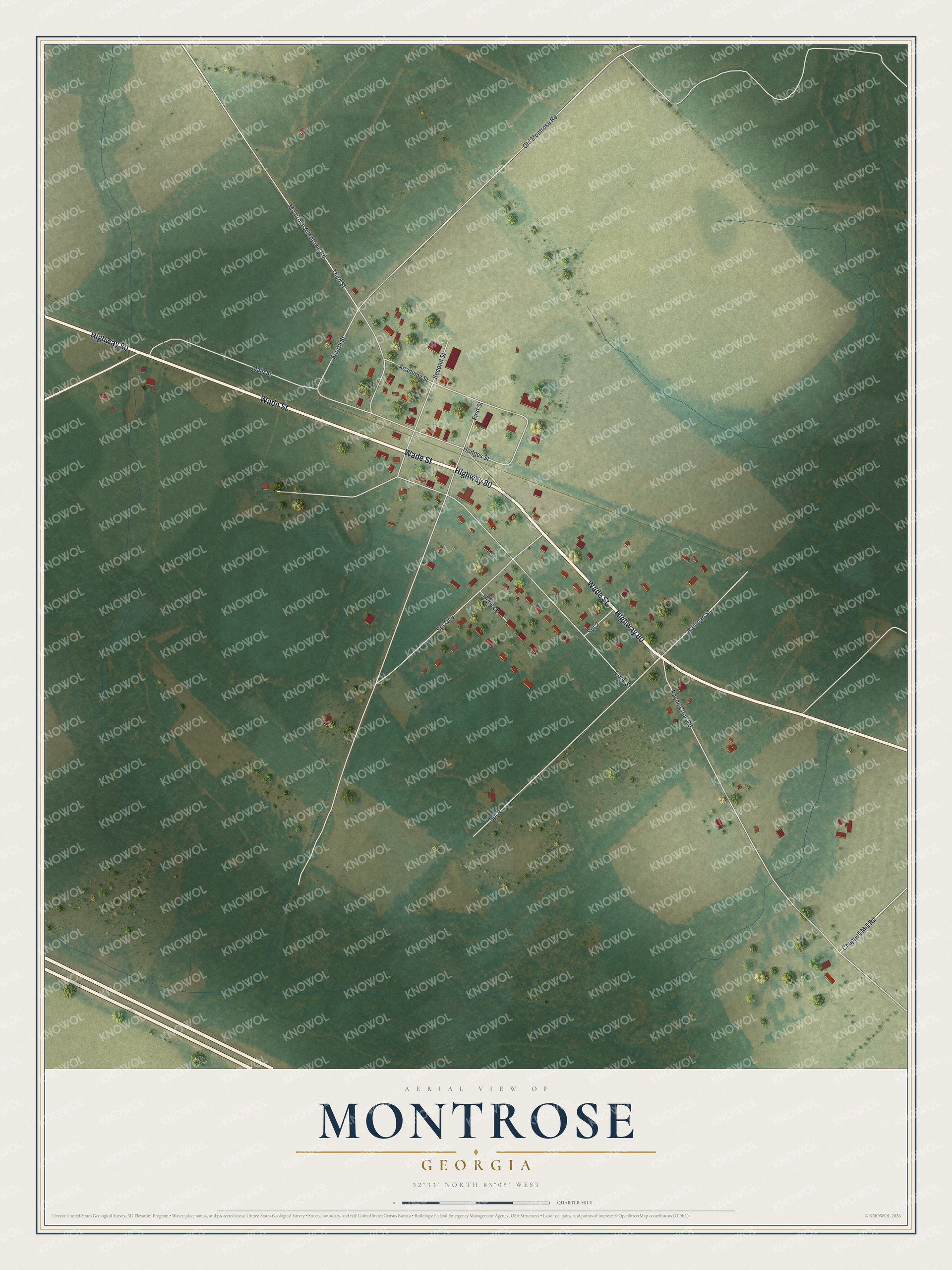 Watermarked full-map preview of Montrose, Georgia