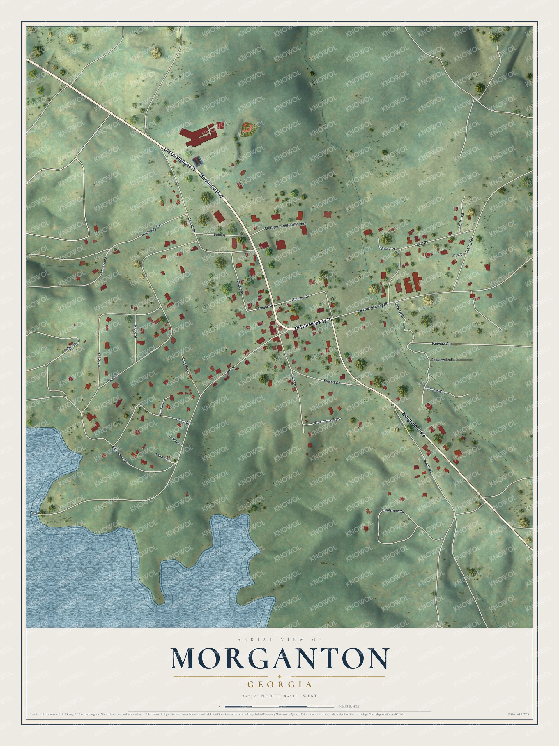 Watermarked full-map preview of Morganton, Georgia