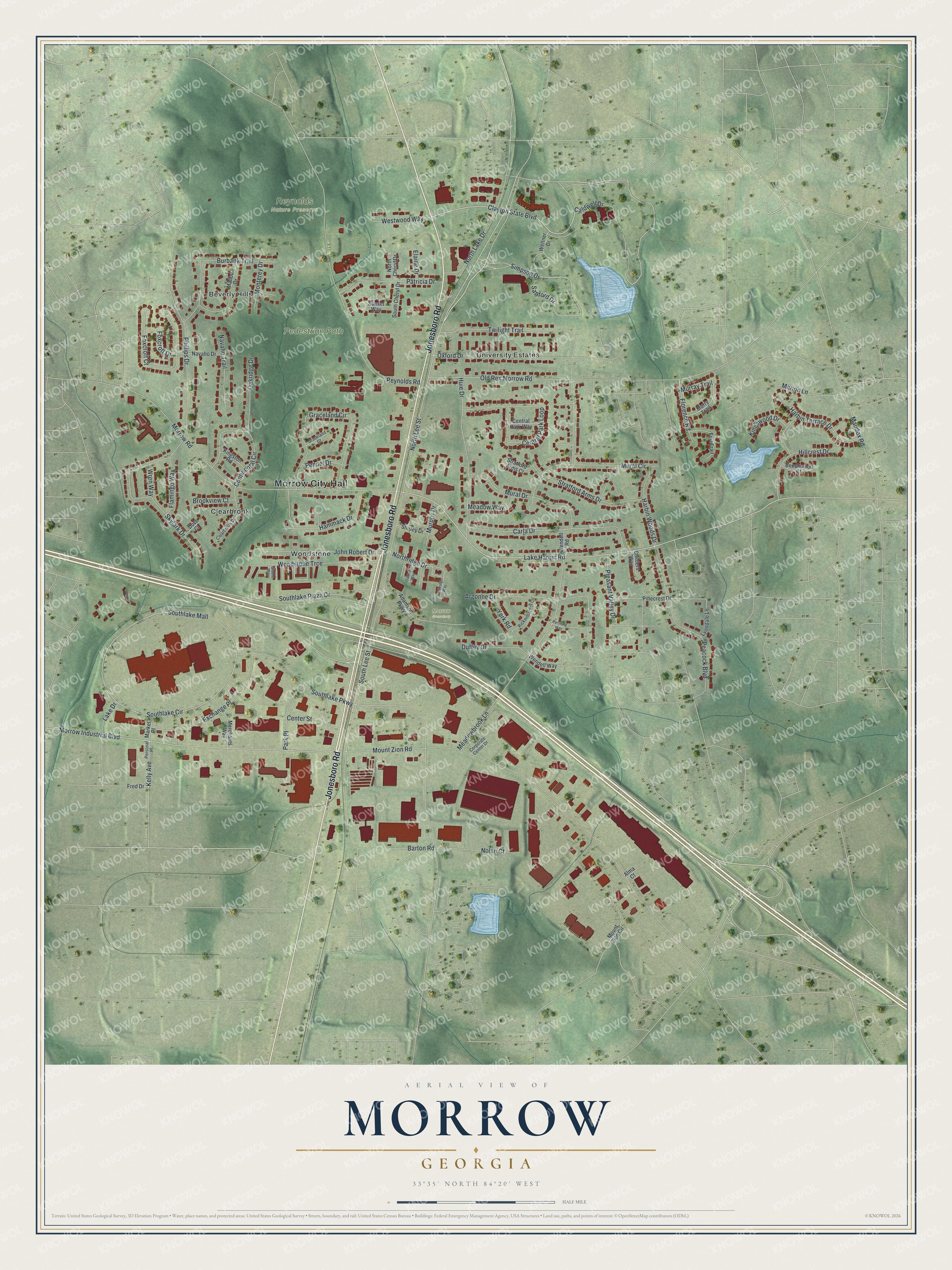 Watermarked full-map preview of Morrow, Georgia