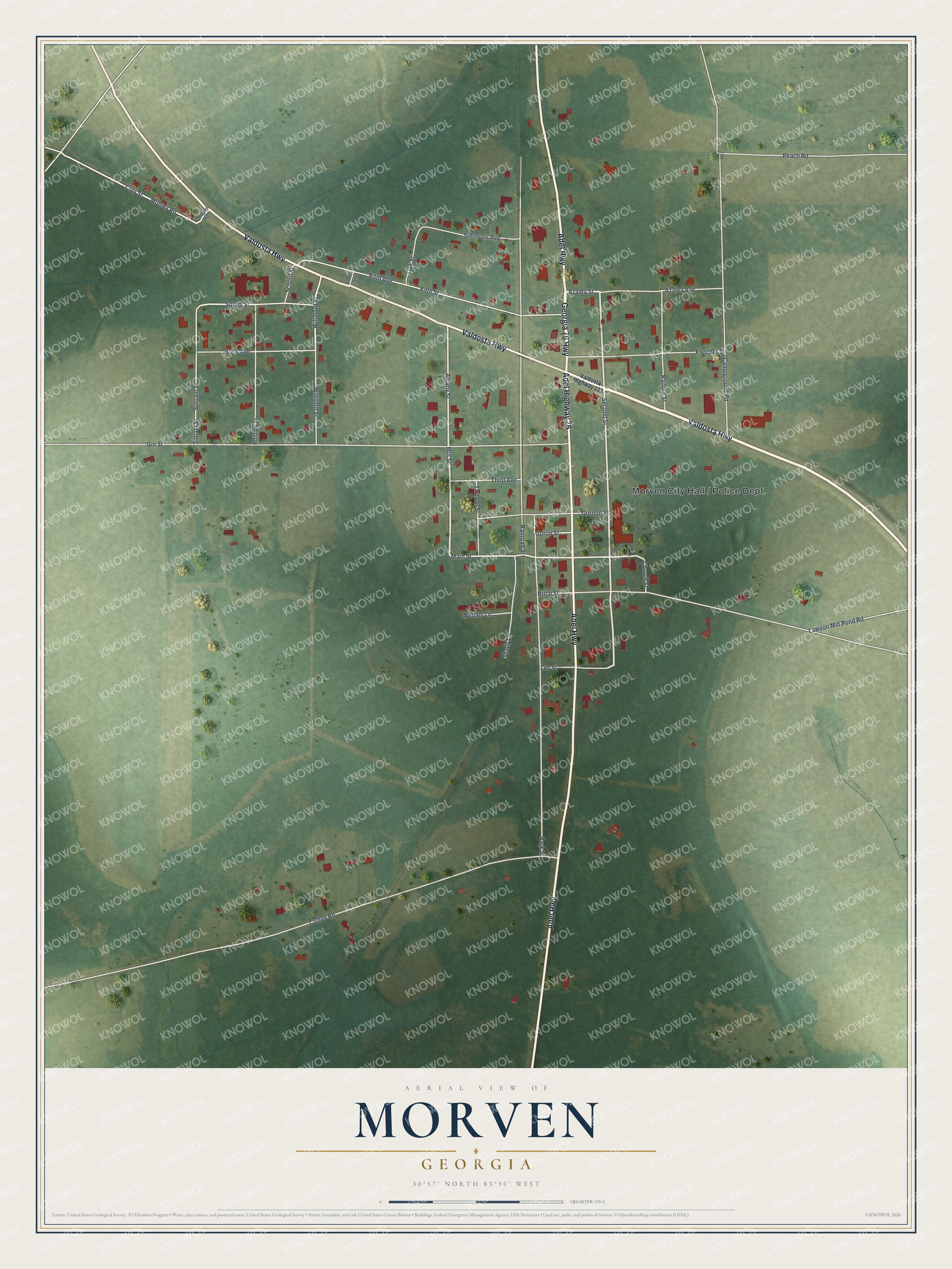 Watermarked full-map preview of Morven, Georgia