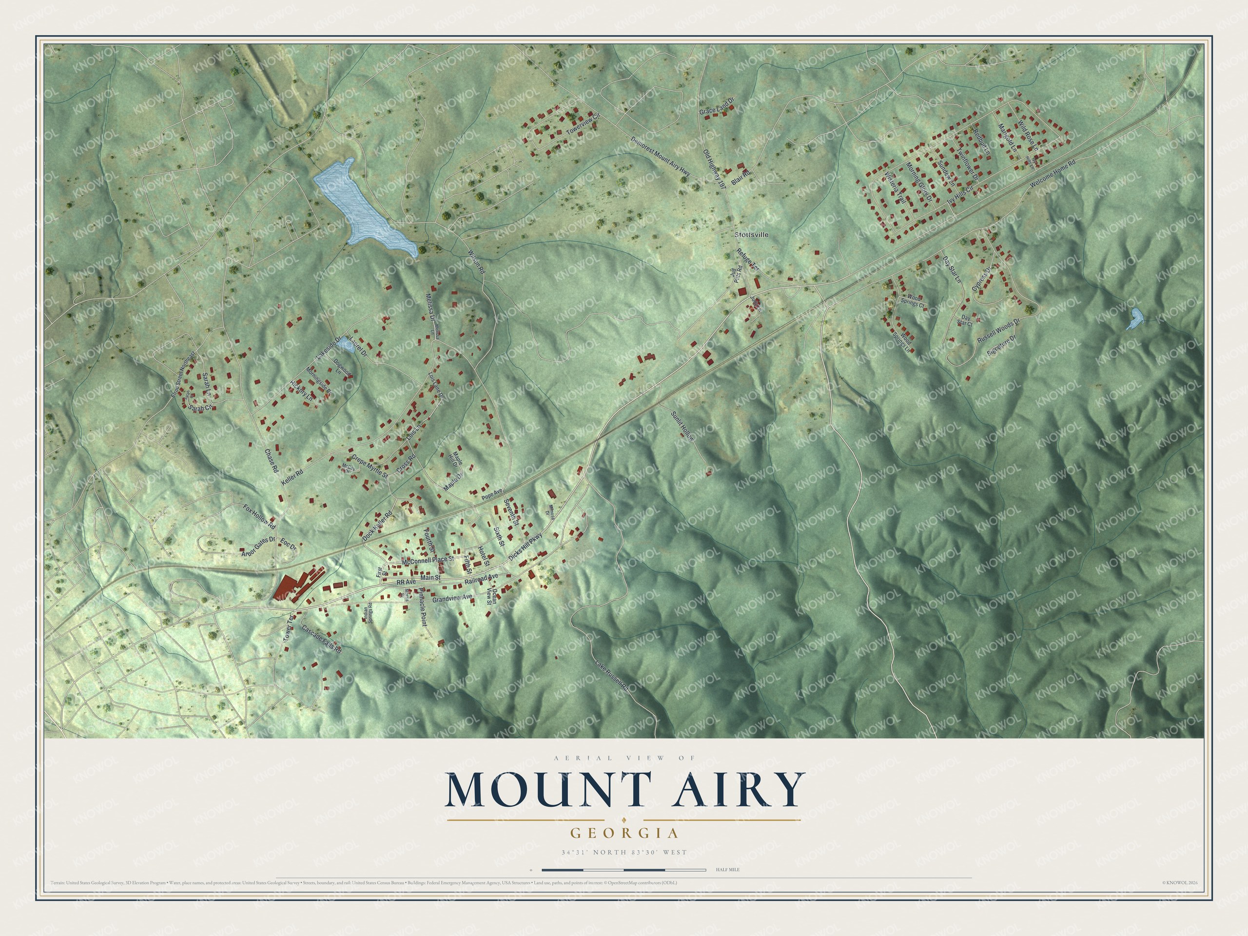 Watermarked full-map preview of Mount Airy, Georgia