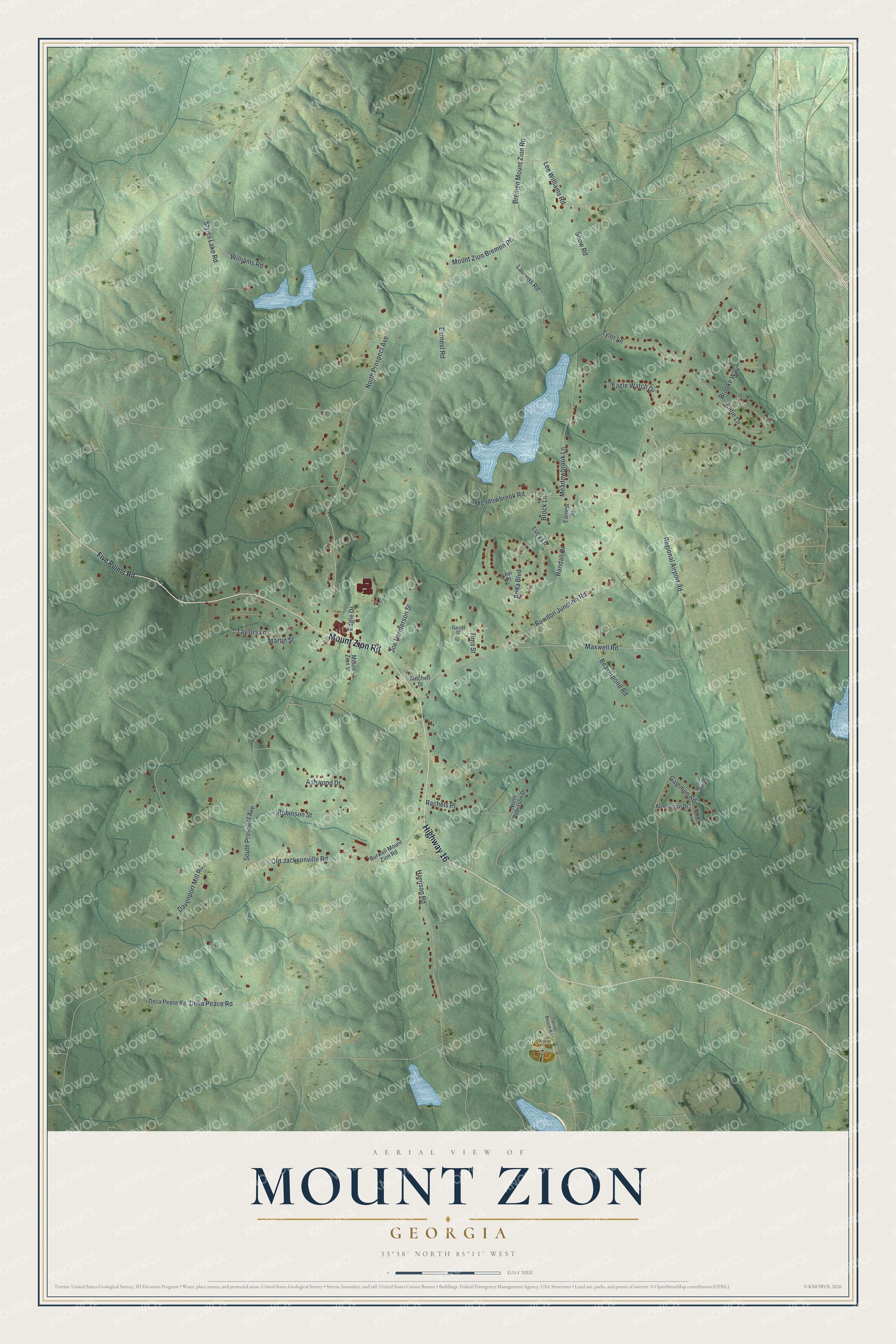 Watermarked full-map preview of Mount Zion, Georgia