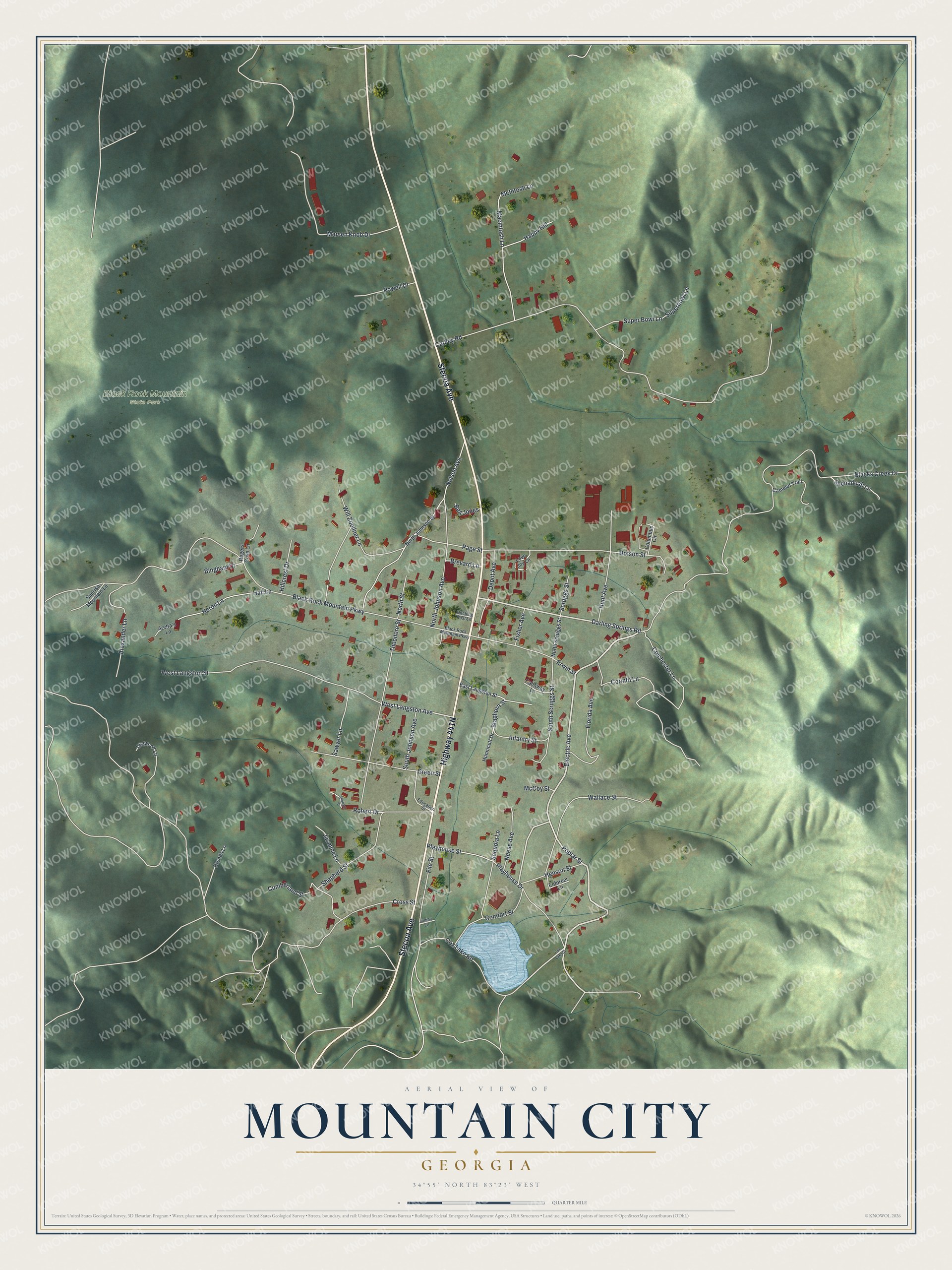 Watermarked full-map preview of Mountain City, Georgia