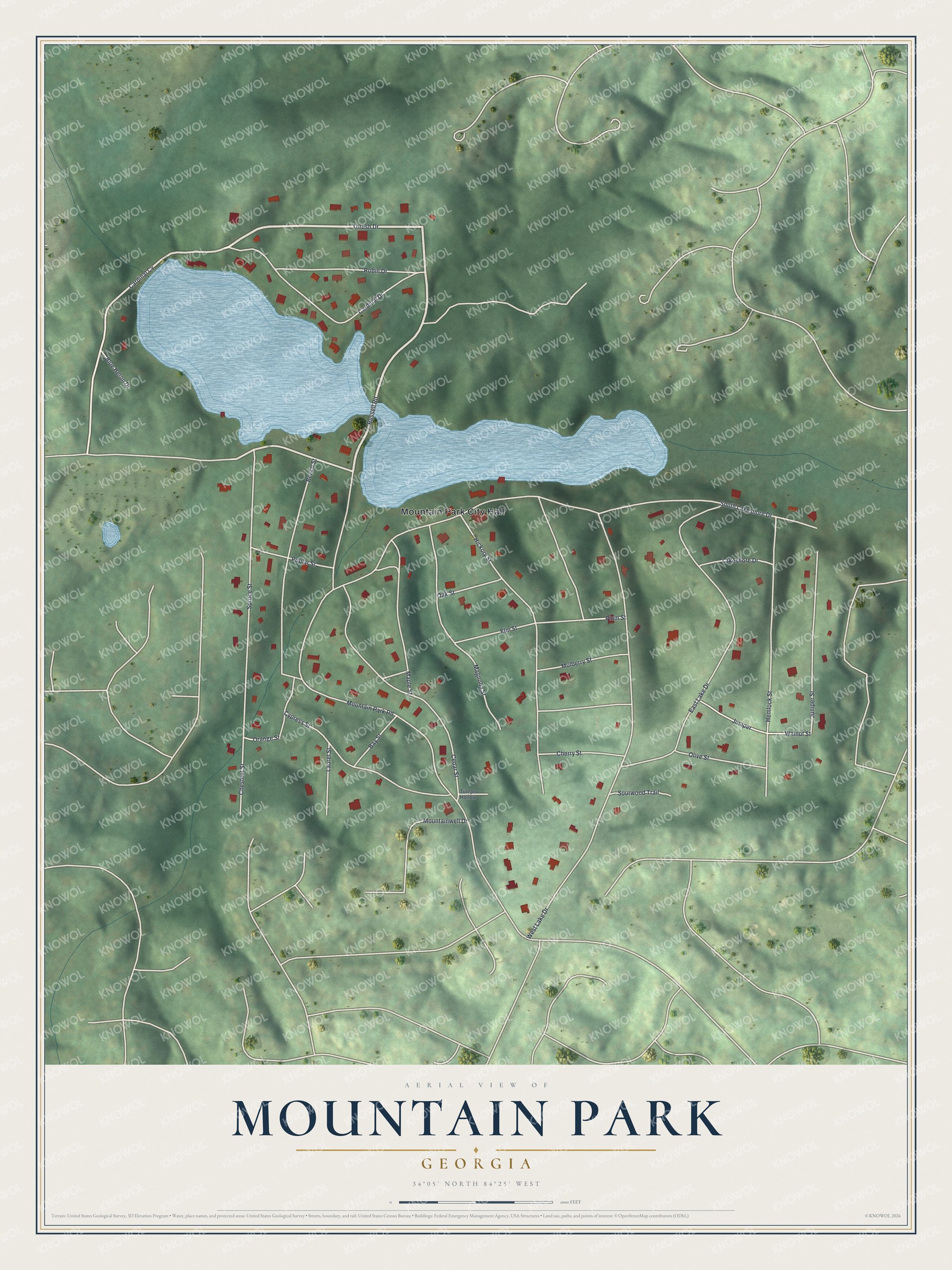 Watermarked full-map preview of Mountain Park, Georgia