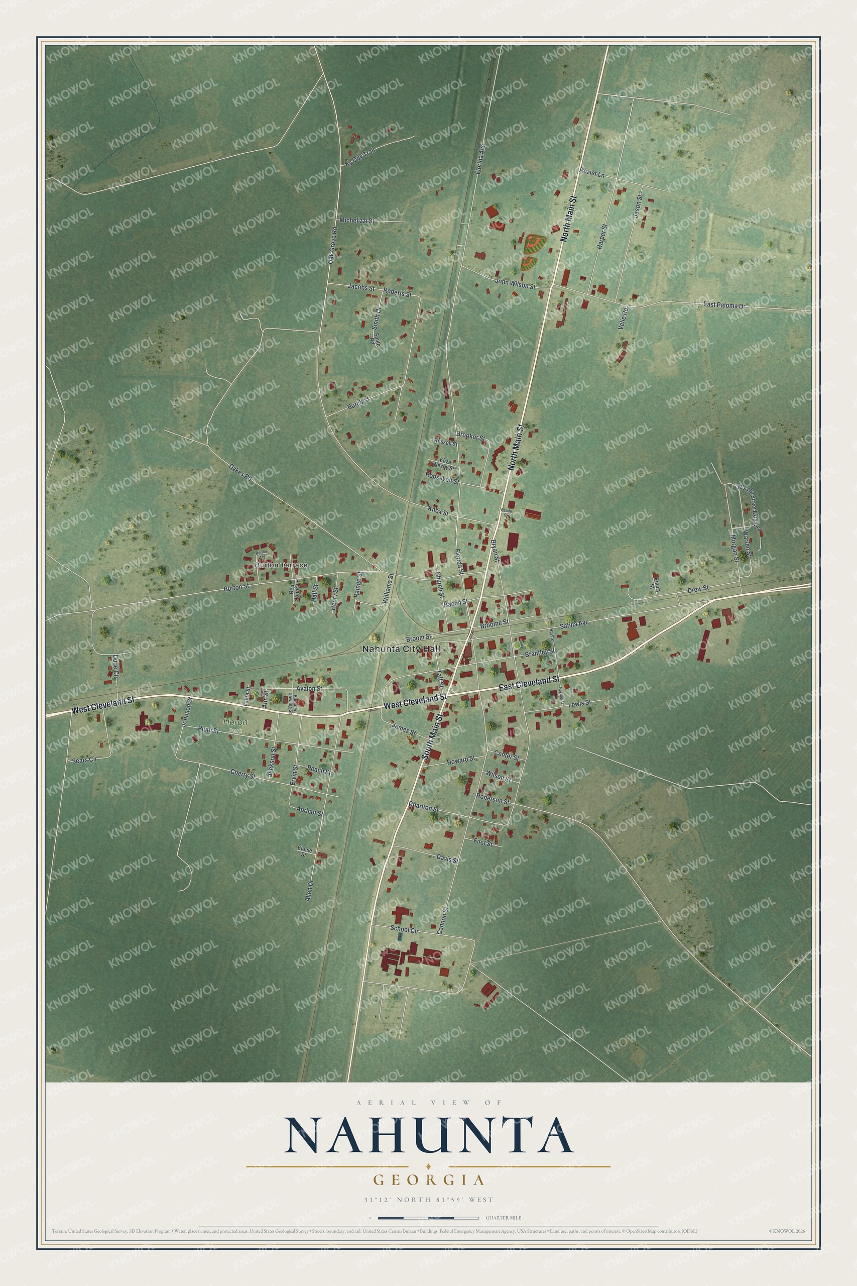 Watermarked full-map preview of Nahunta, Georgia