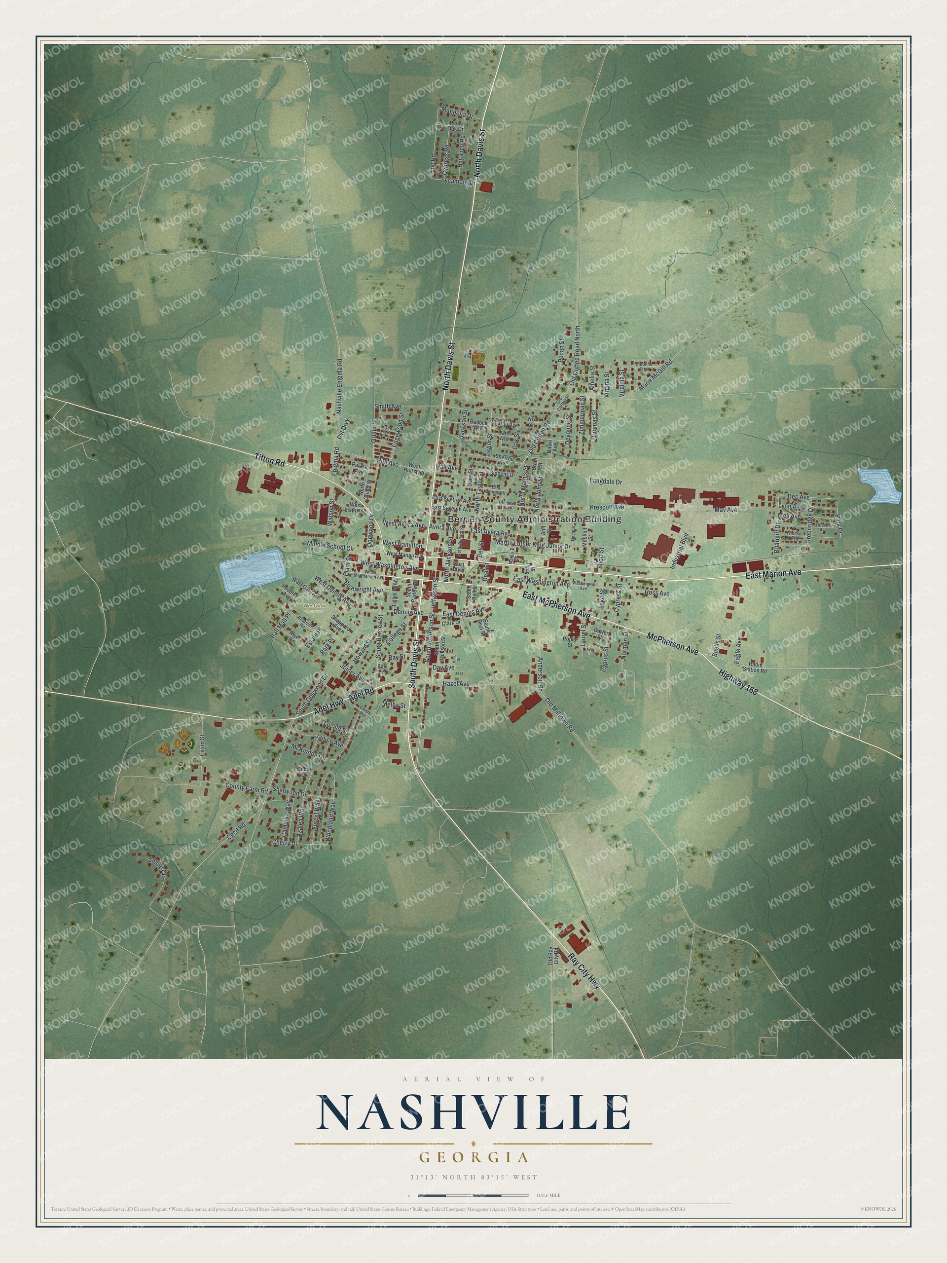 Watermarked full-map preview of Nashville, Georgia