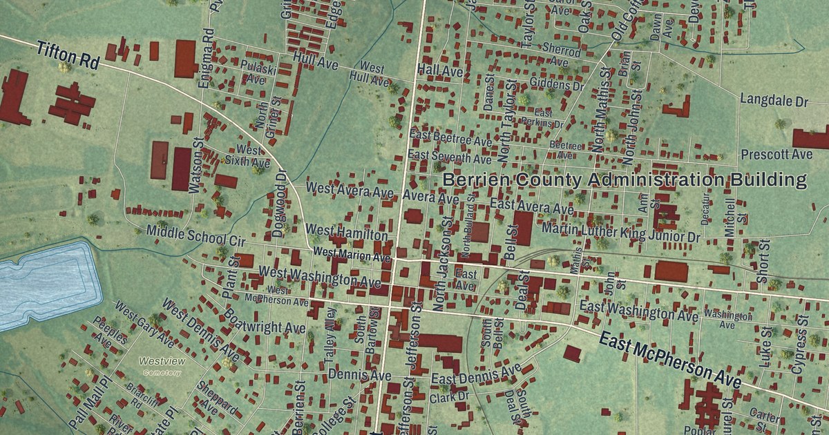 Map of Nashville, Georgia