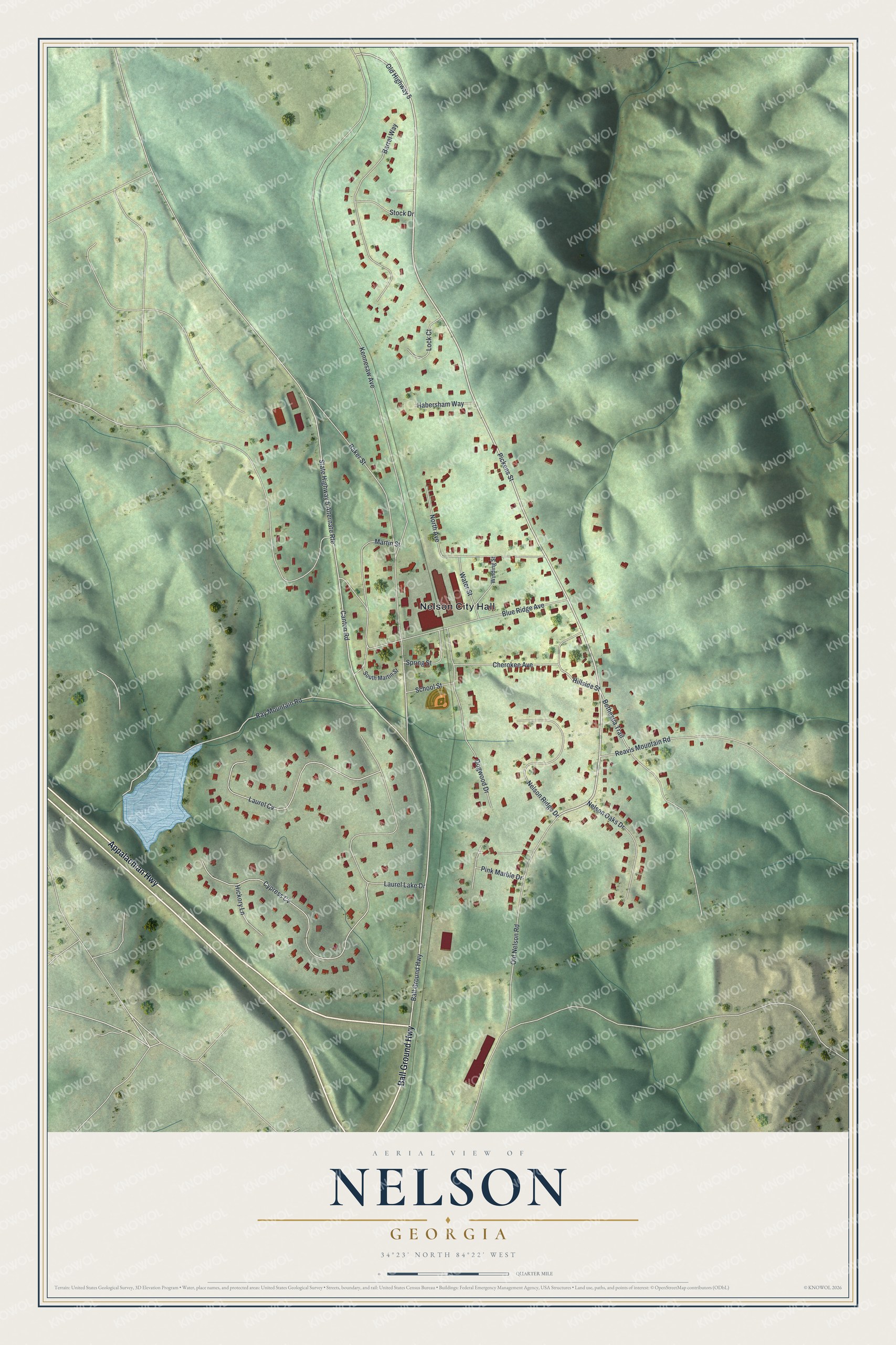 Watermarked full-map preview of Nelson, Georgia