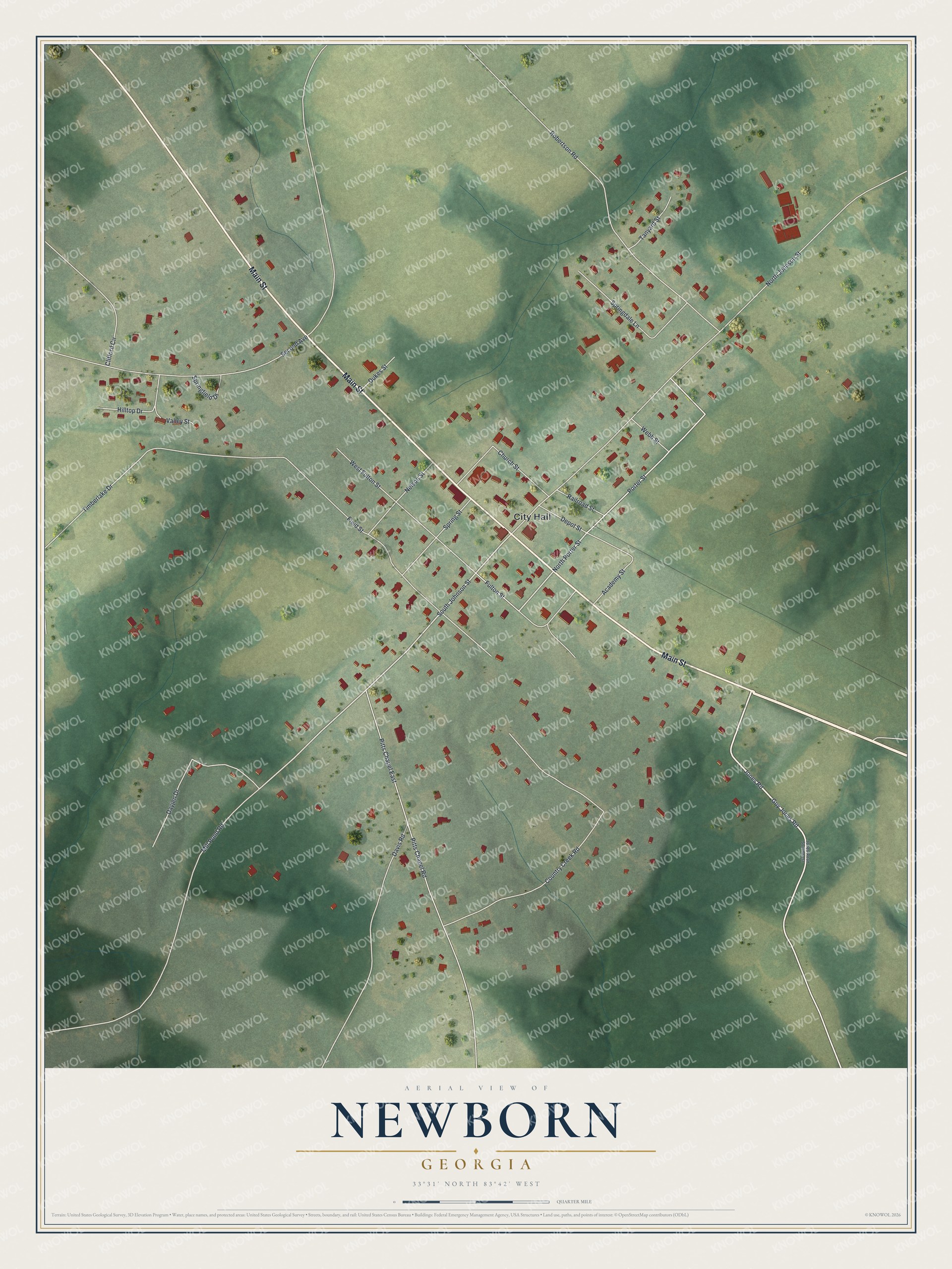 Watermarked full-map preview of Newborn, Georgia