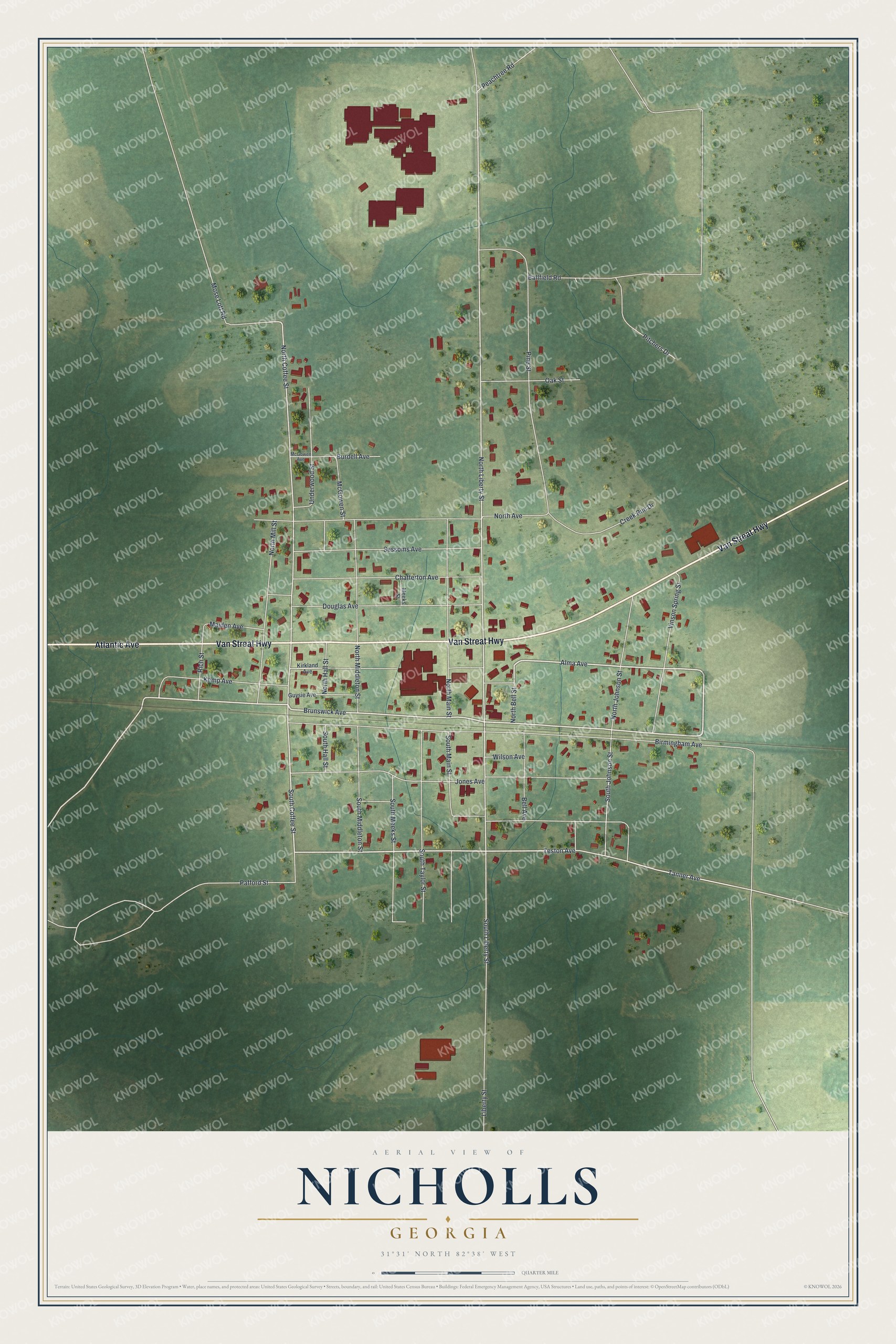 Watermarked full-map preview of Nicholls, Georgia