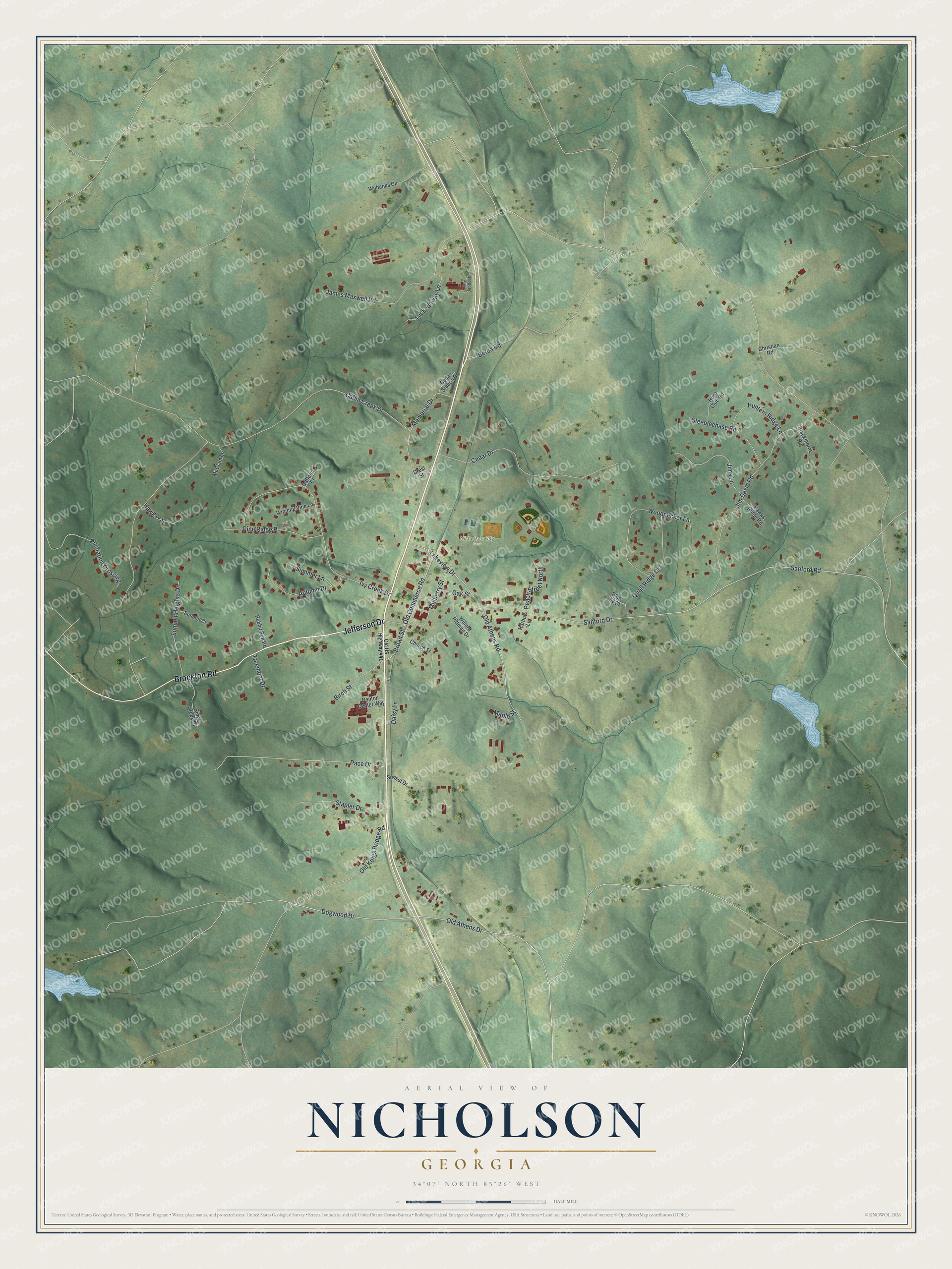 Watermarked full-map preview of Nicholson, Georgia