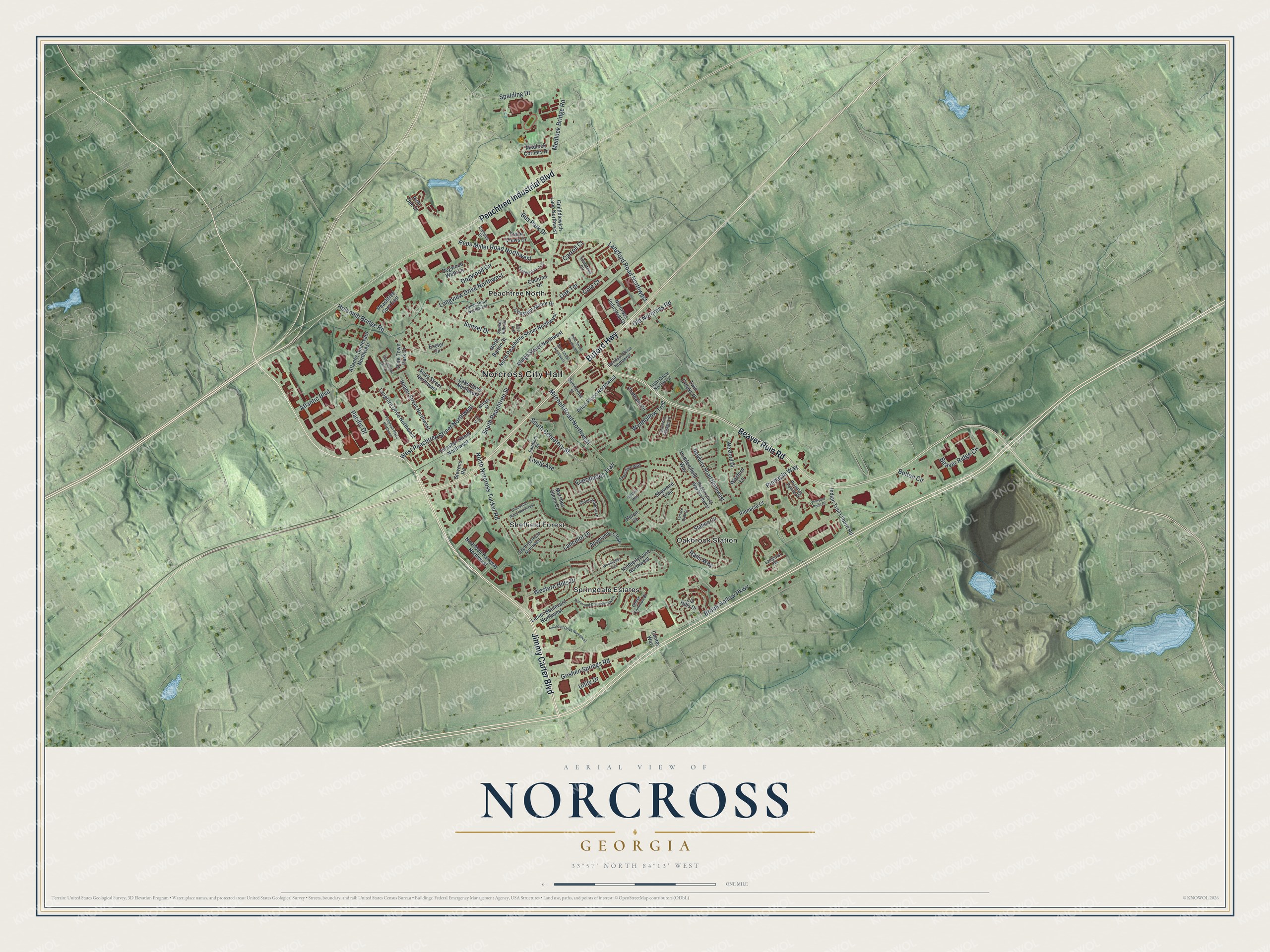 Watermarked full-map preview of Norcross, Georgia