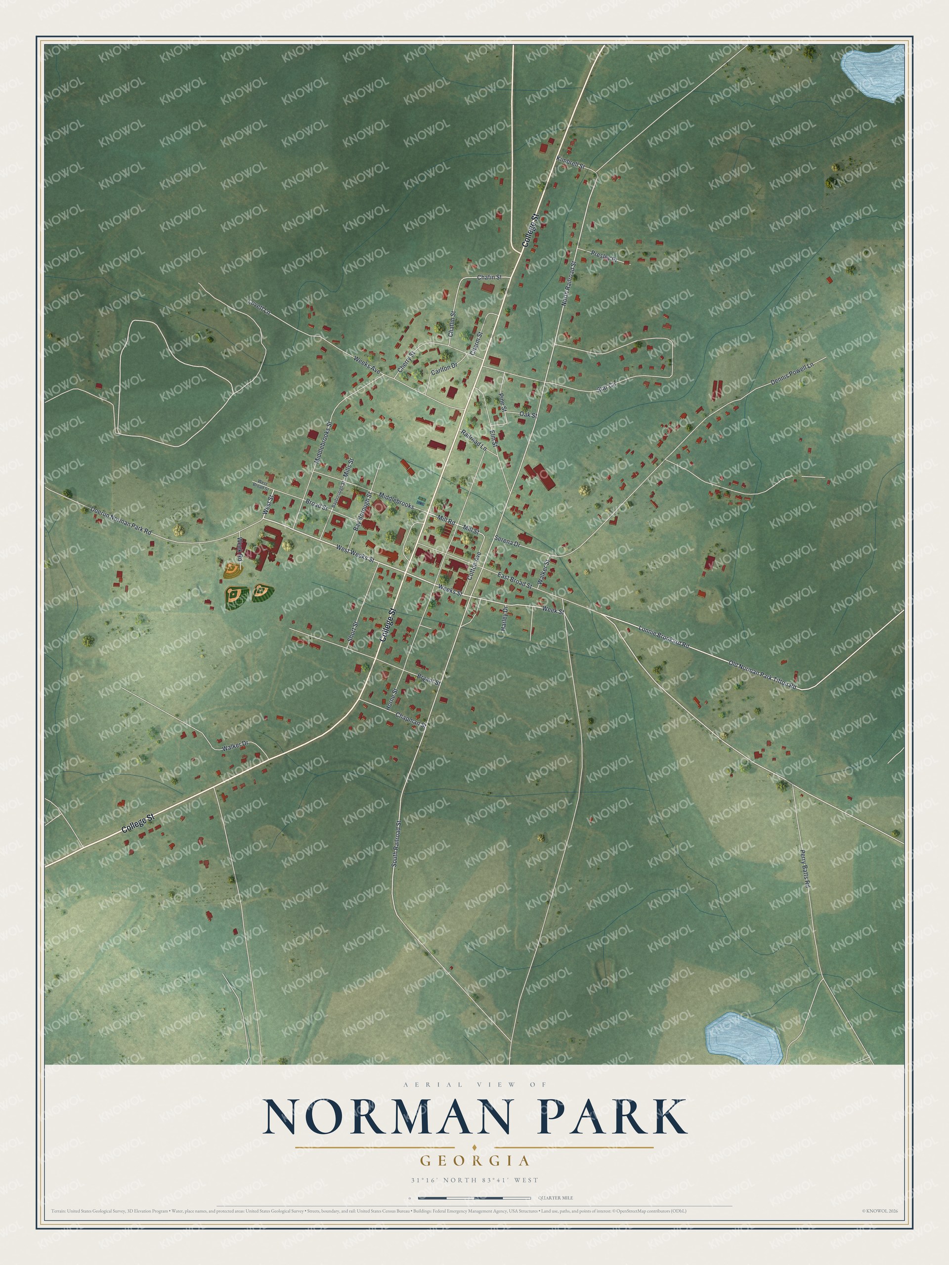 Watermarked full-map preview of Norman Park, Georgia