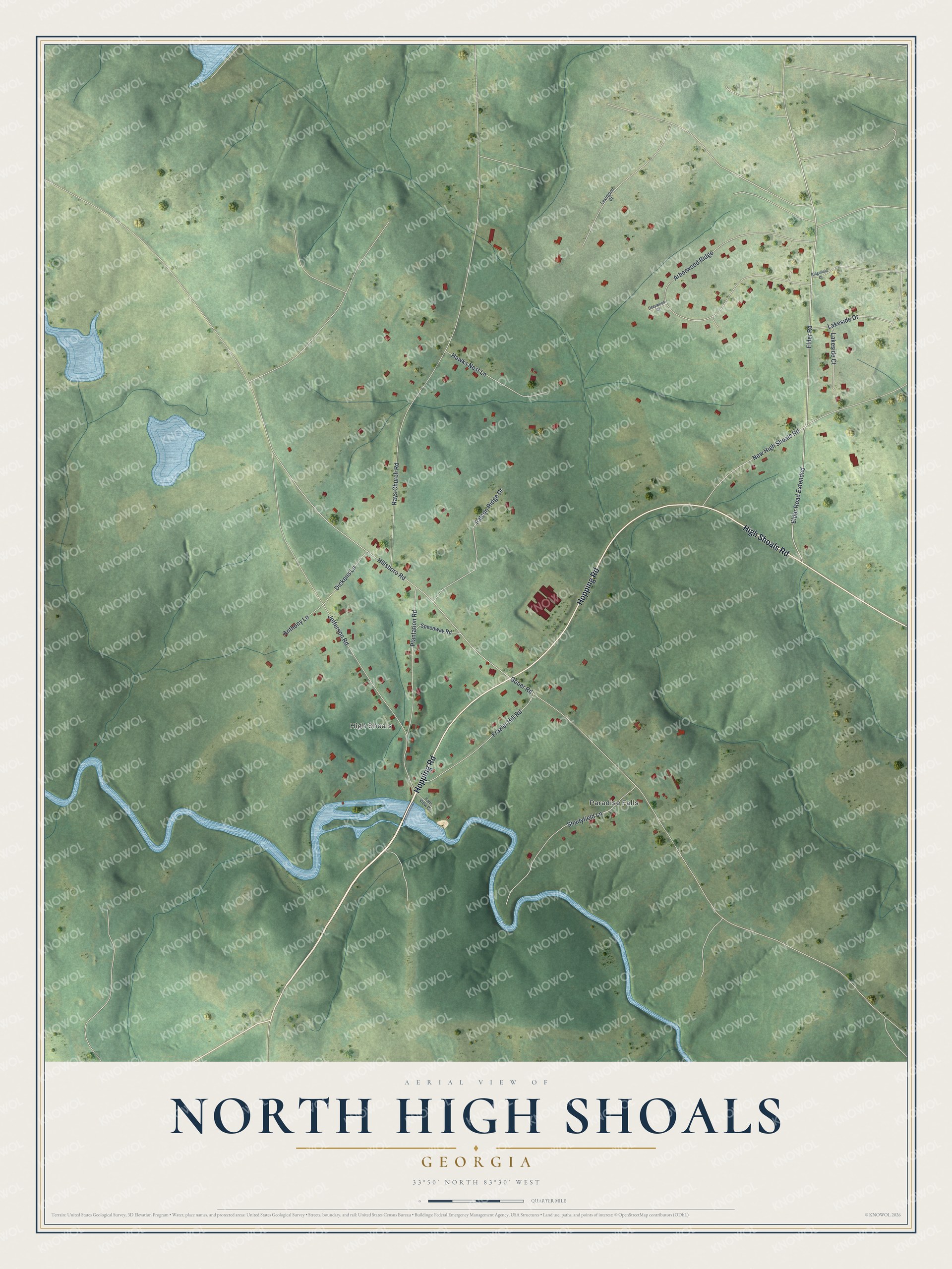Watermarked full-map preview of North High Shoals, Georgia