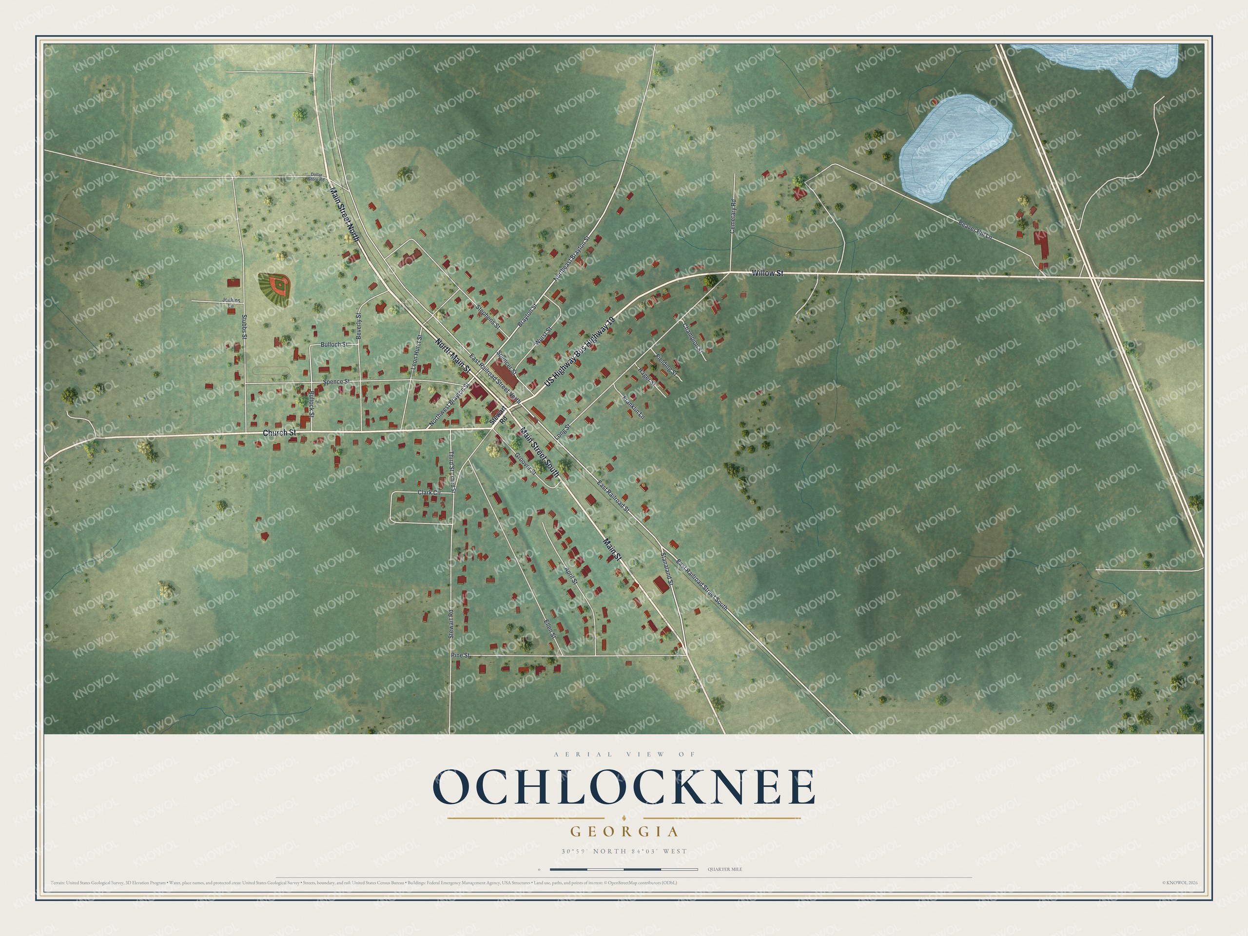 Watermarked full-map preview of Ochlocknee, Georgia