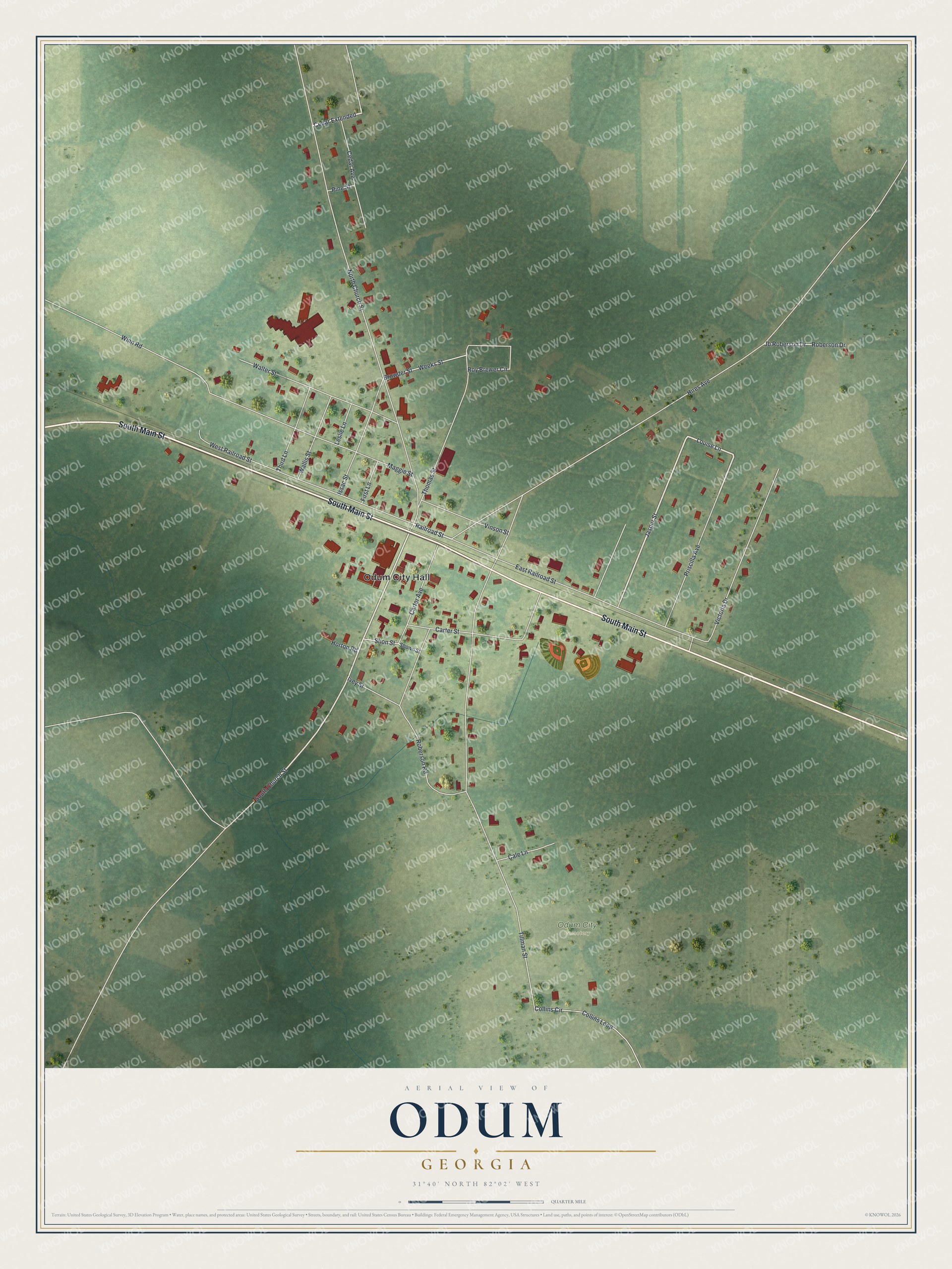 Watermarked full-map preview of Odum, Georgia