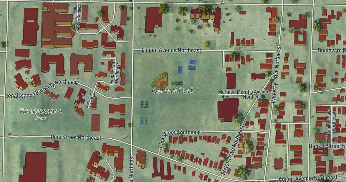 Map of Old Fourth Ward, Georgia
