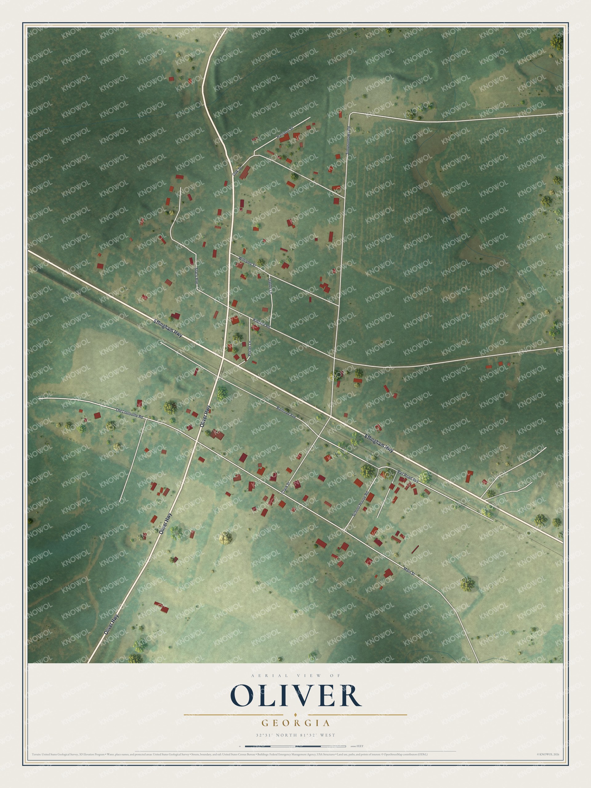 Watermarked full-map preview of Oliver, Georgia