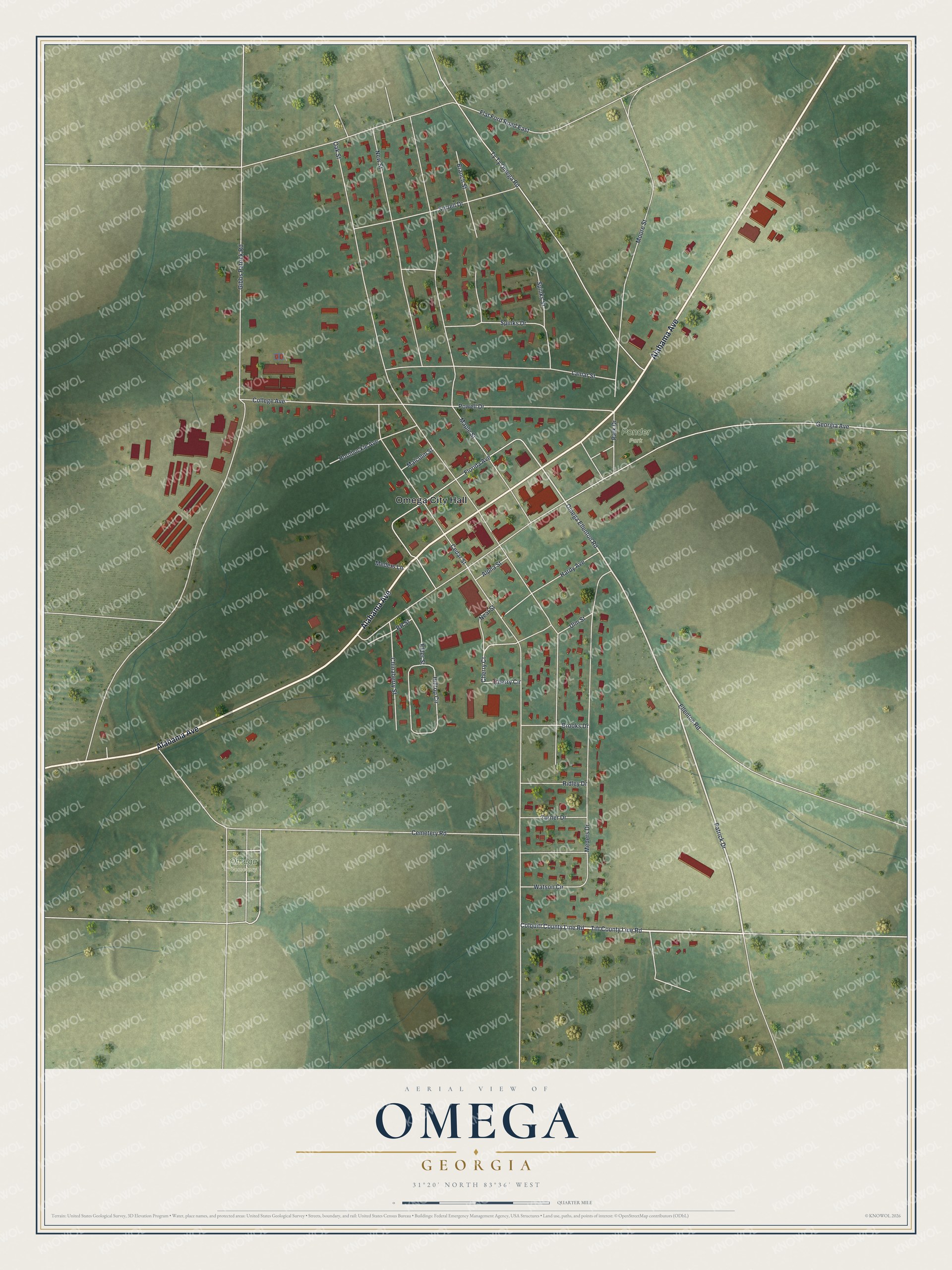 Watermarked full-map preview of Omega, Georgia