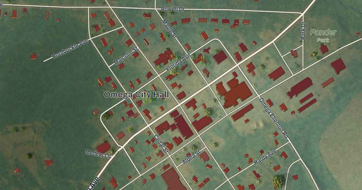 Map of Omega, Georgia