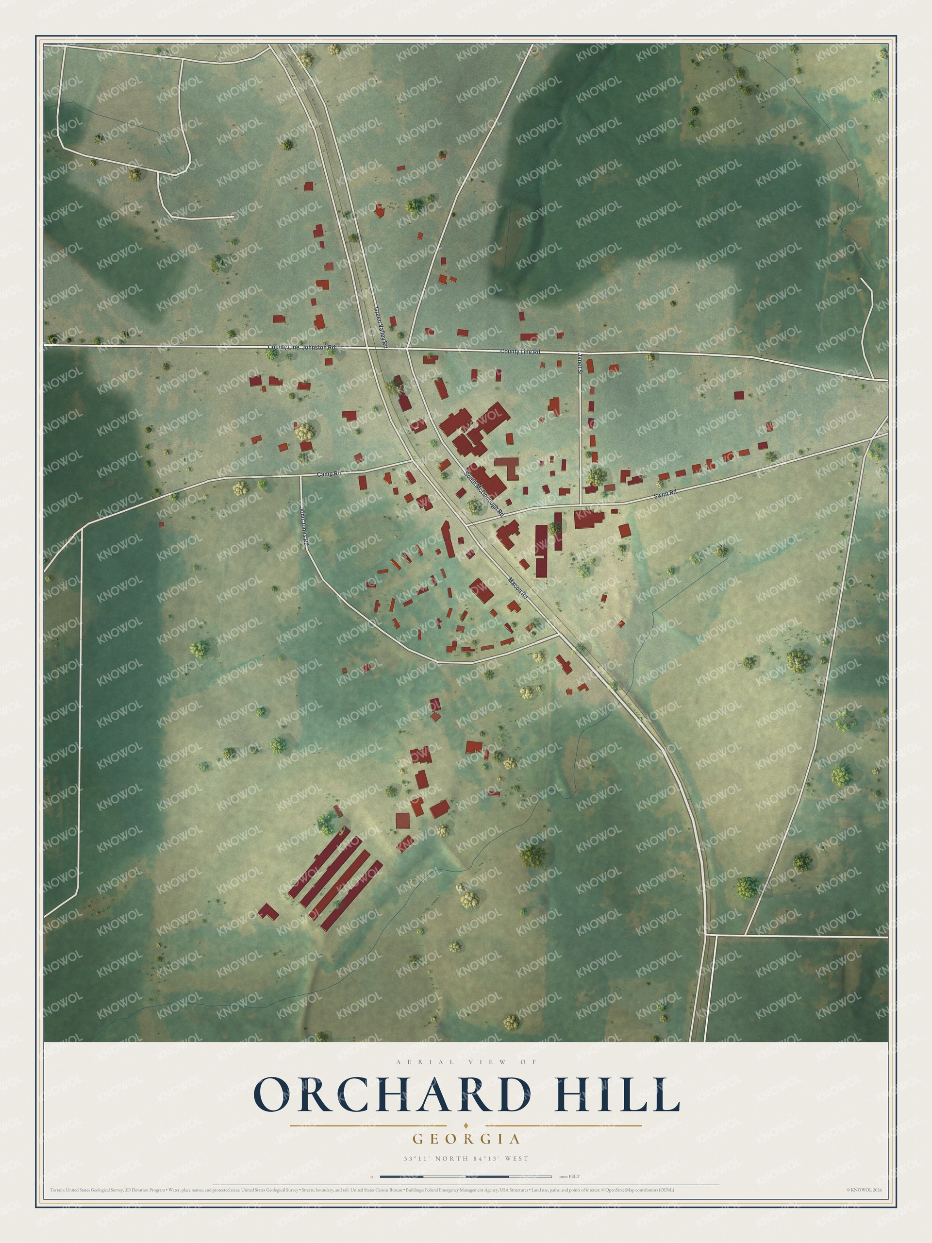Watermarked full-map preview of Orchard Hill, Georgia