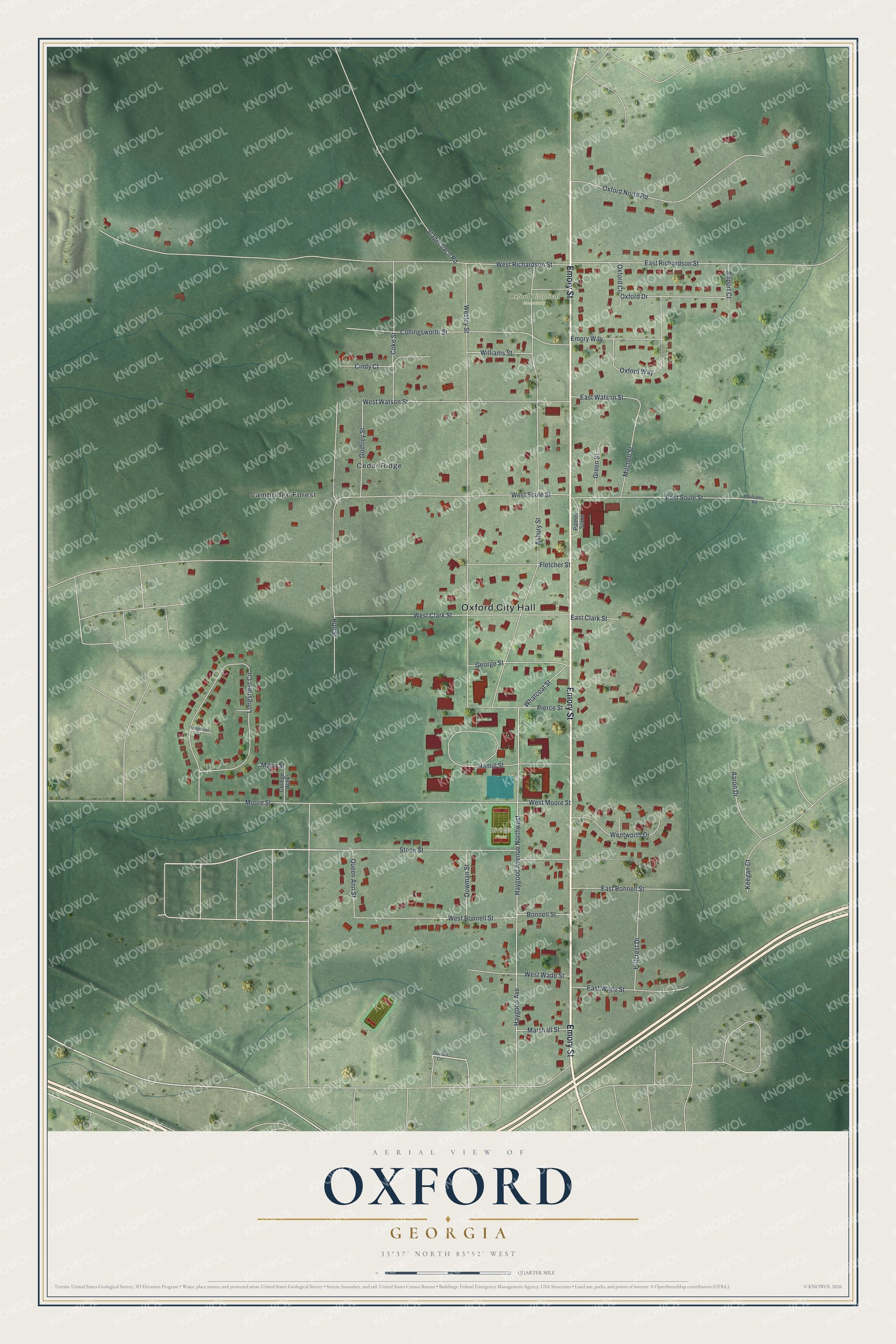 Watermarked full-map preview of Oxford, Georgia