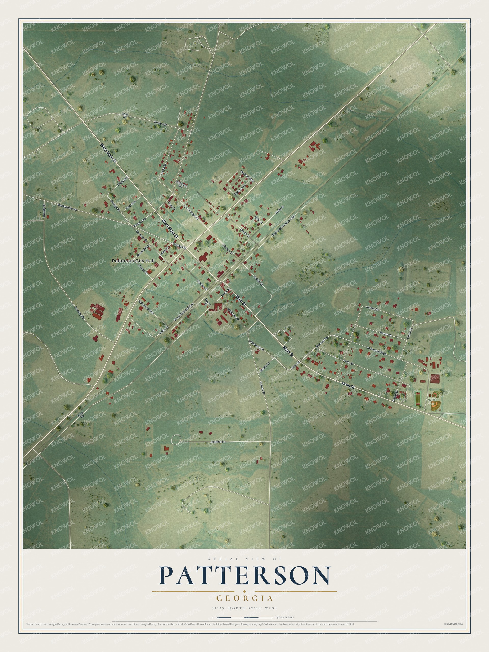 Watermarked full-map preview of Patterson, Georgia