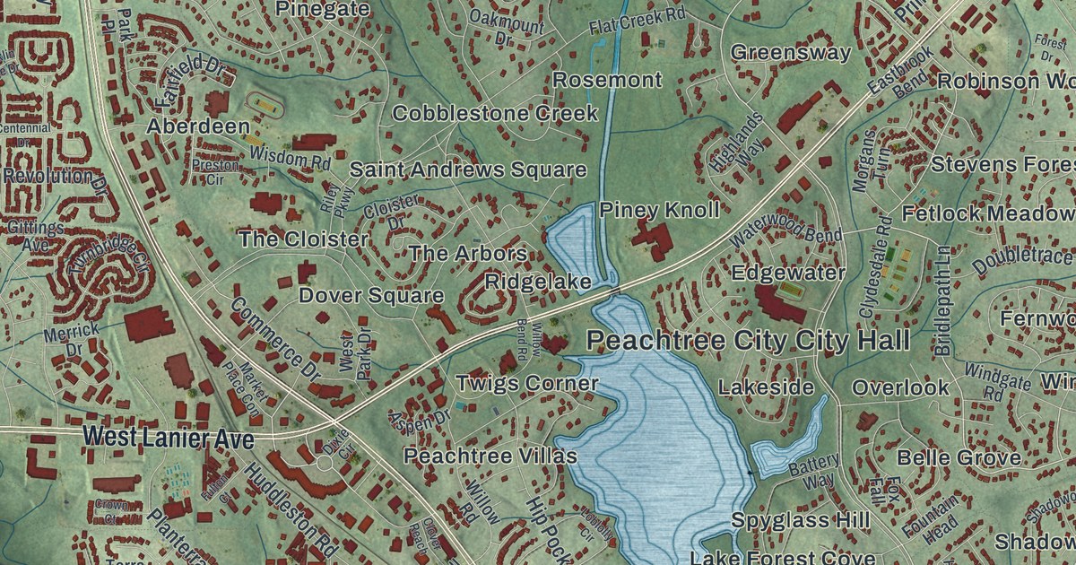 Map of Peachtree City, Georgia