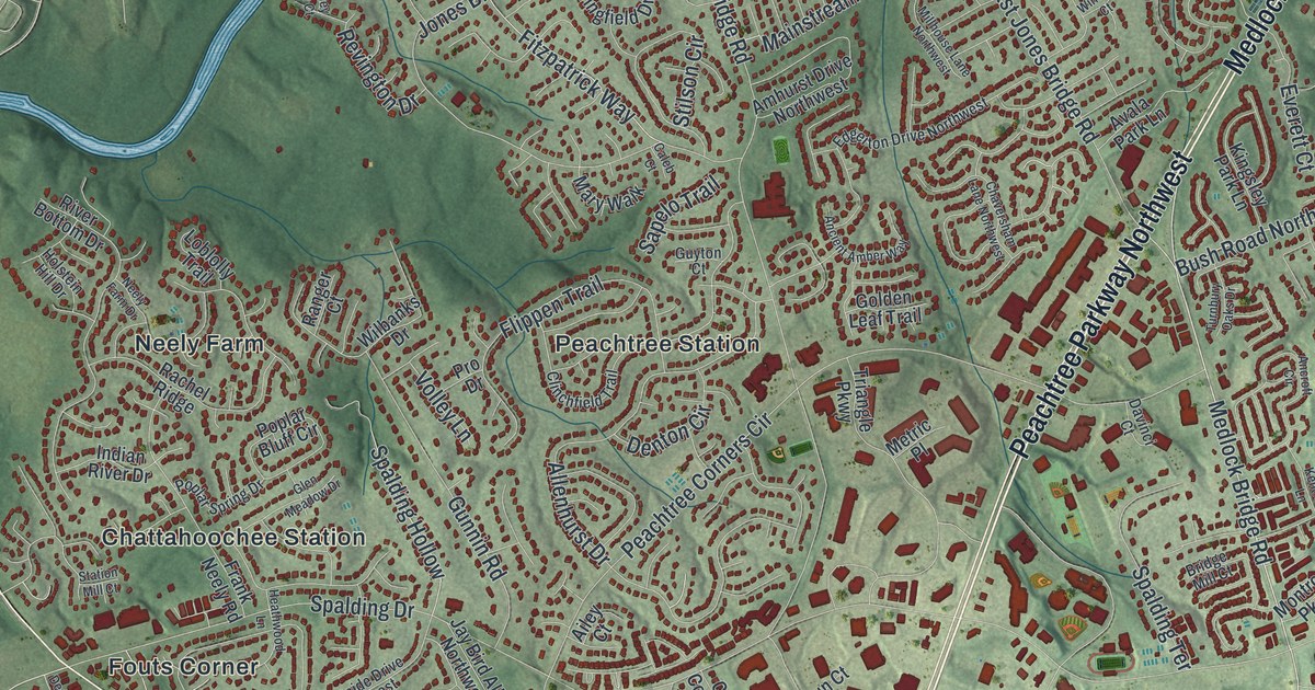 Map of Peachtree Corners, Georgia