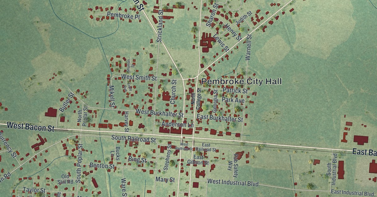 Map of Pembroke, Georgia